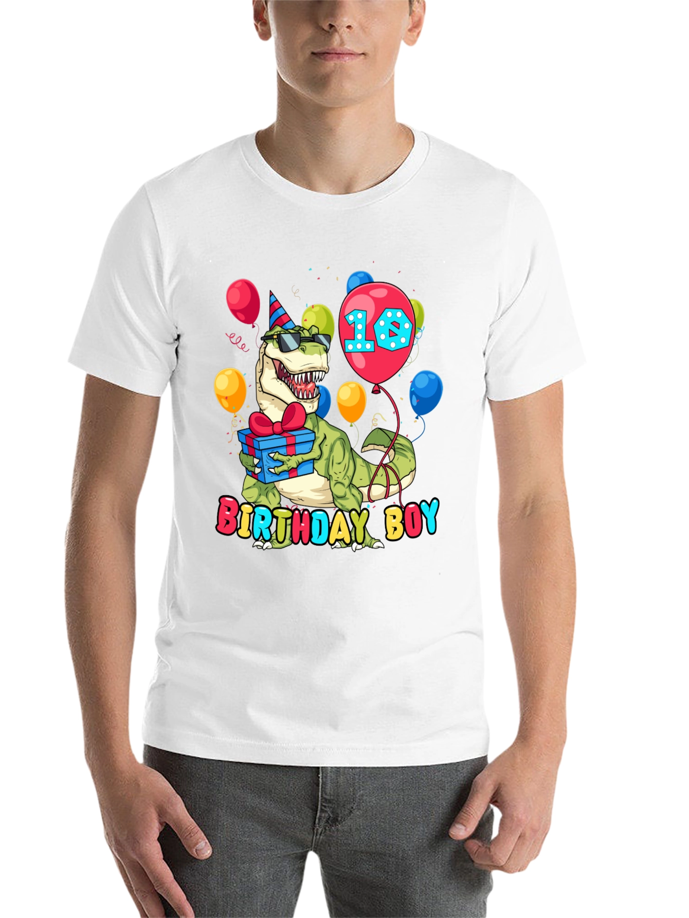 Black Birthday Boy Dinosaur T-Shirt - Dino 10th Birthday view 14