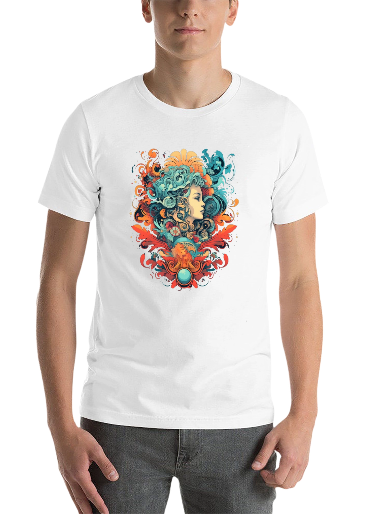Black Psychedelic Woman Graphic Tee view 14