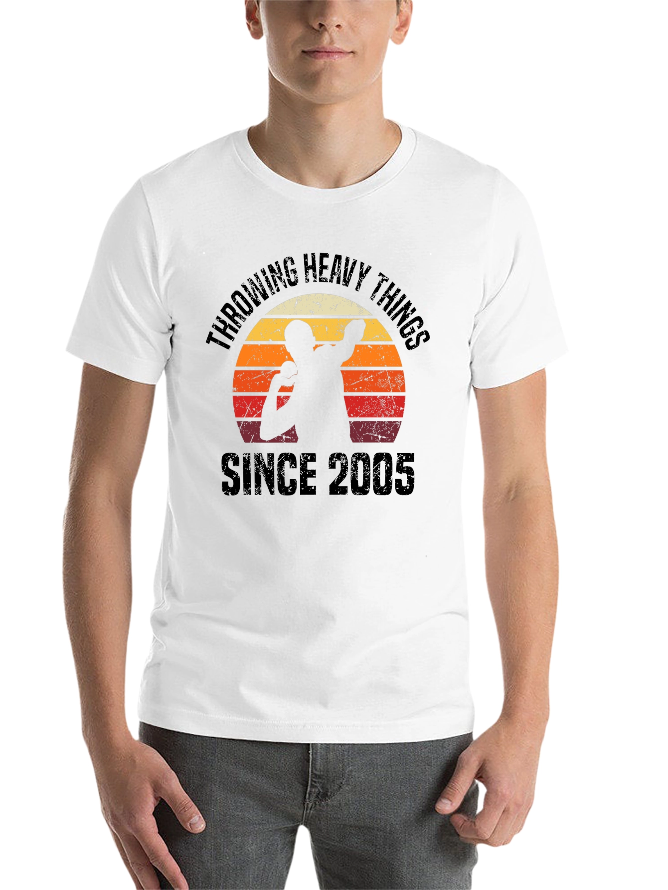 Black Throwing Heavy Things Since 2005 T-Shirt view 14