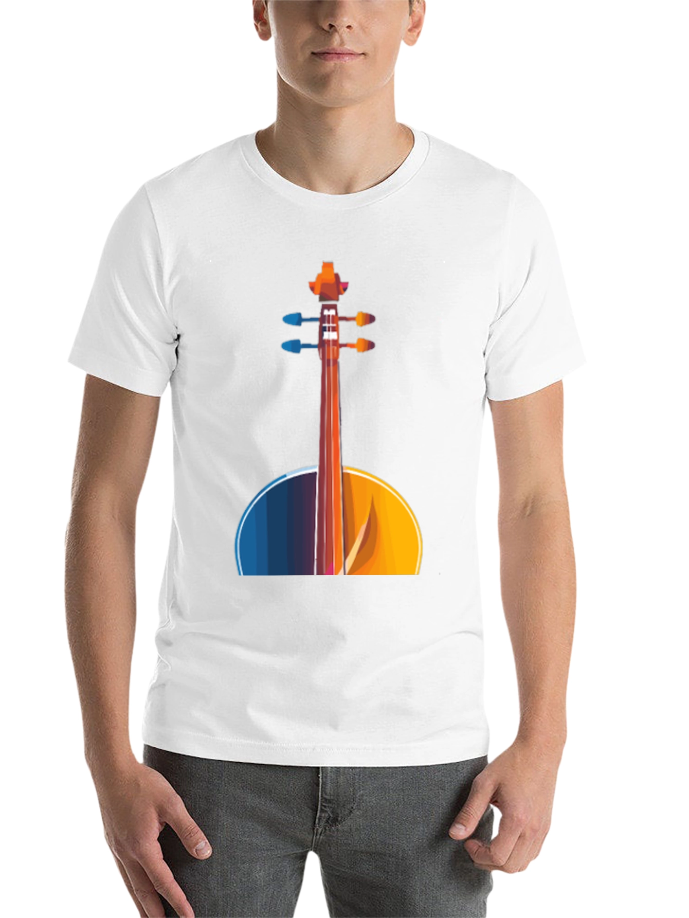 Black Abstract Cello Graphic Tee - Black Musical Shirt view 14