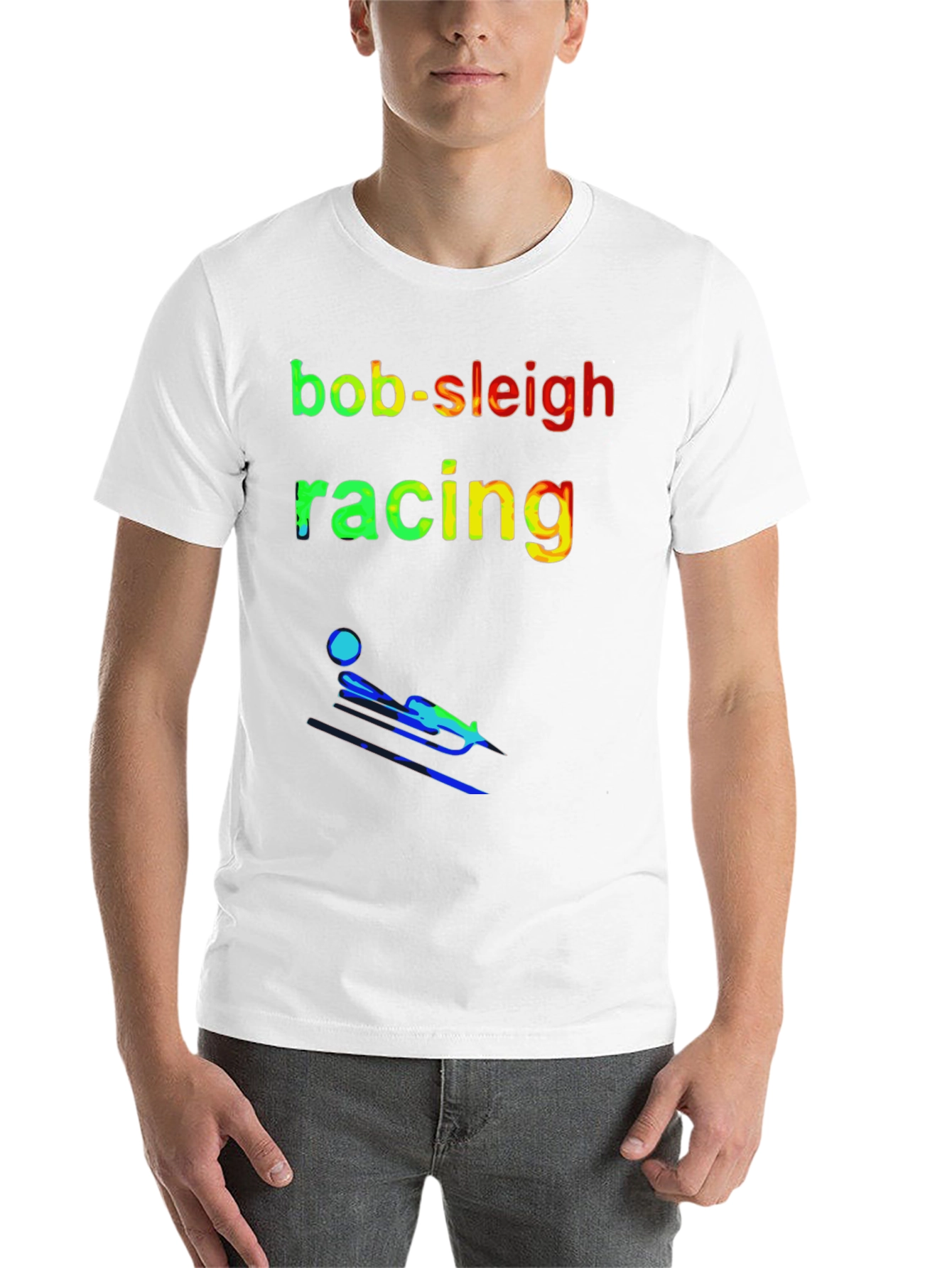 Black Bob-Sleigh Racing T-Shirt - Sporty Design view 14