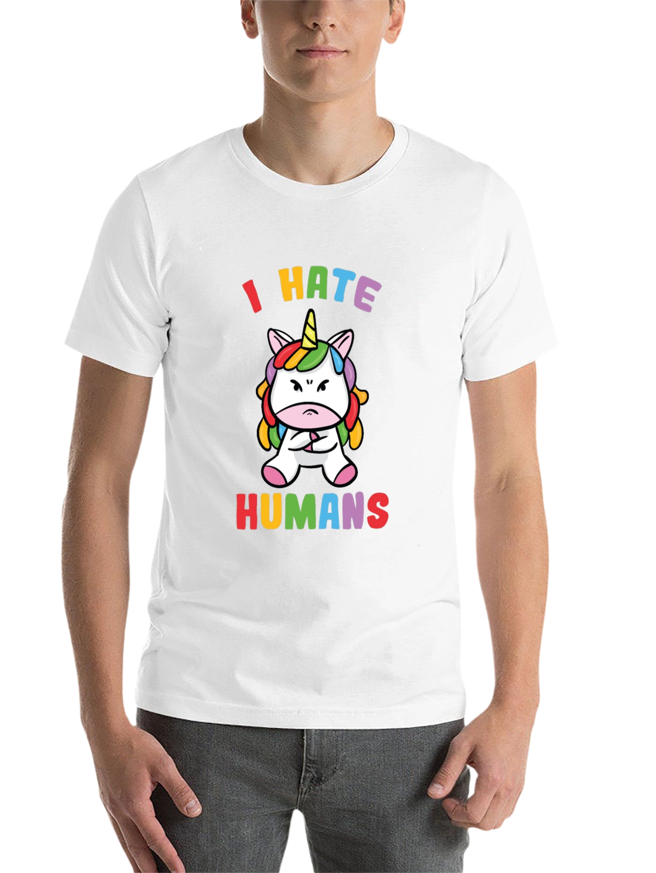 Black I Hate Humans T-Shirt - Grumpy Unicorn Tee view 14