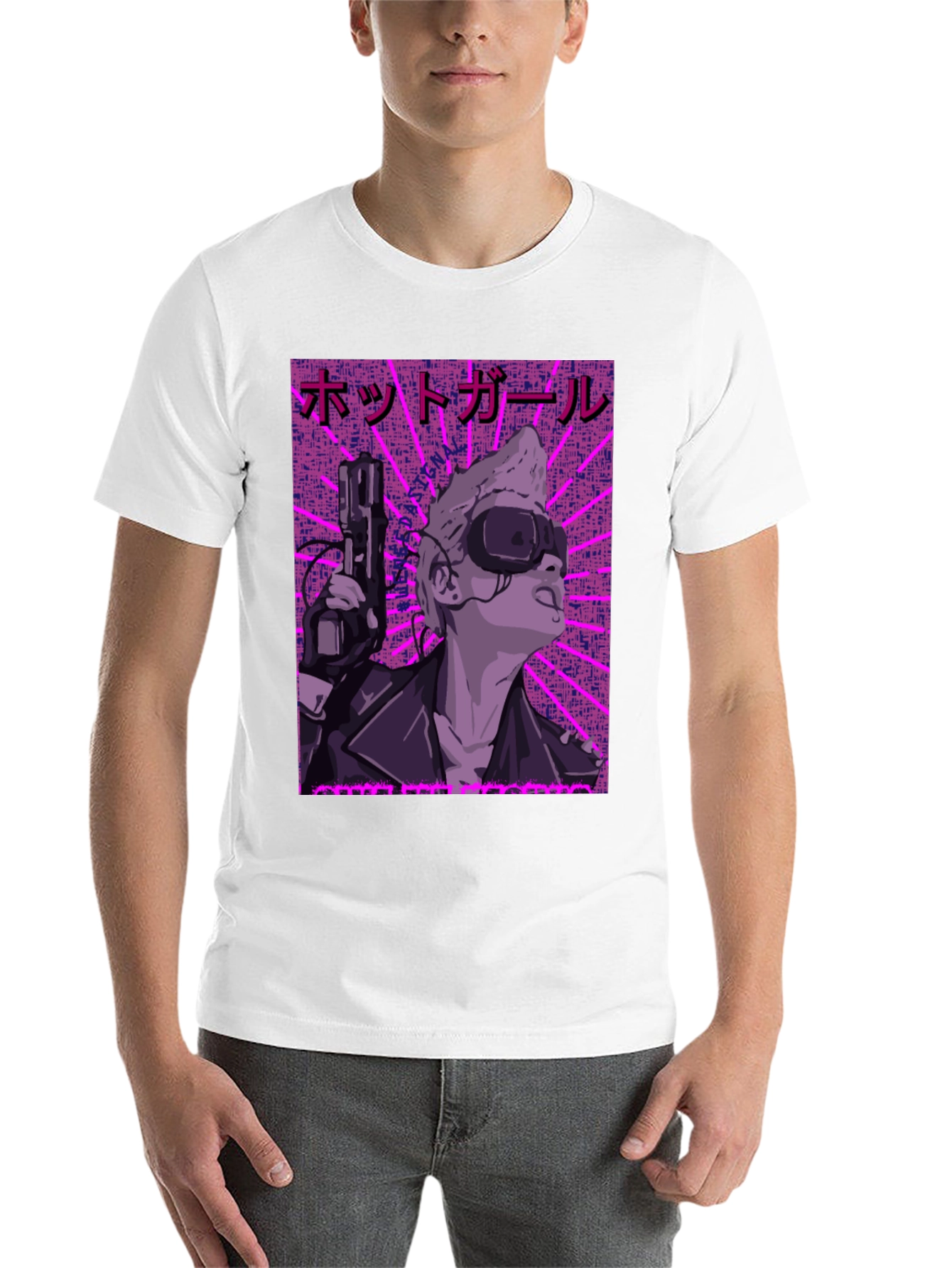 Black Cyberpunk Girl Graphic Print Tee view 14