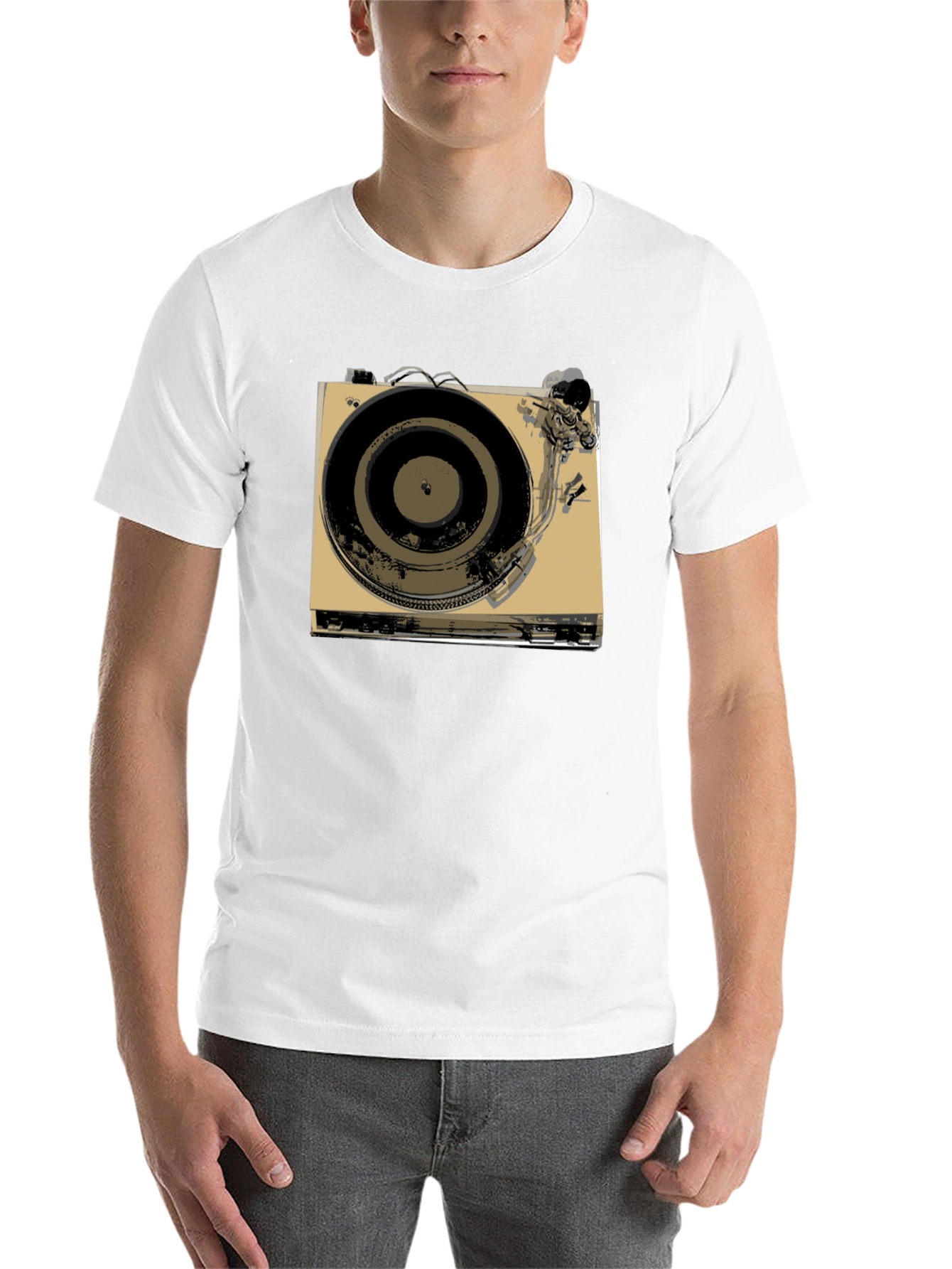 Black Vintage Turntable Graphic Tee - Retro DJ Style view 14