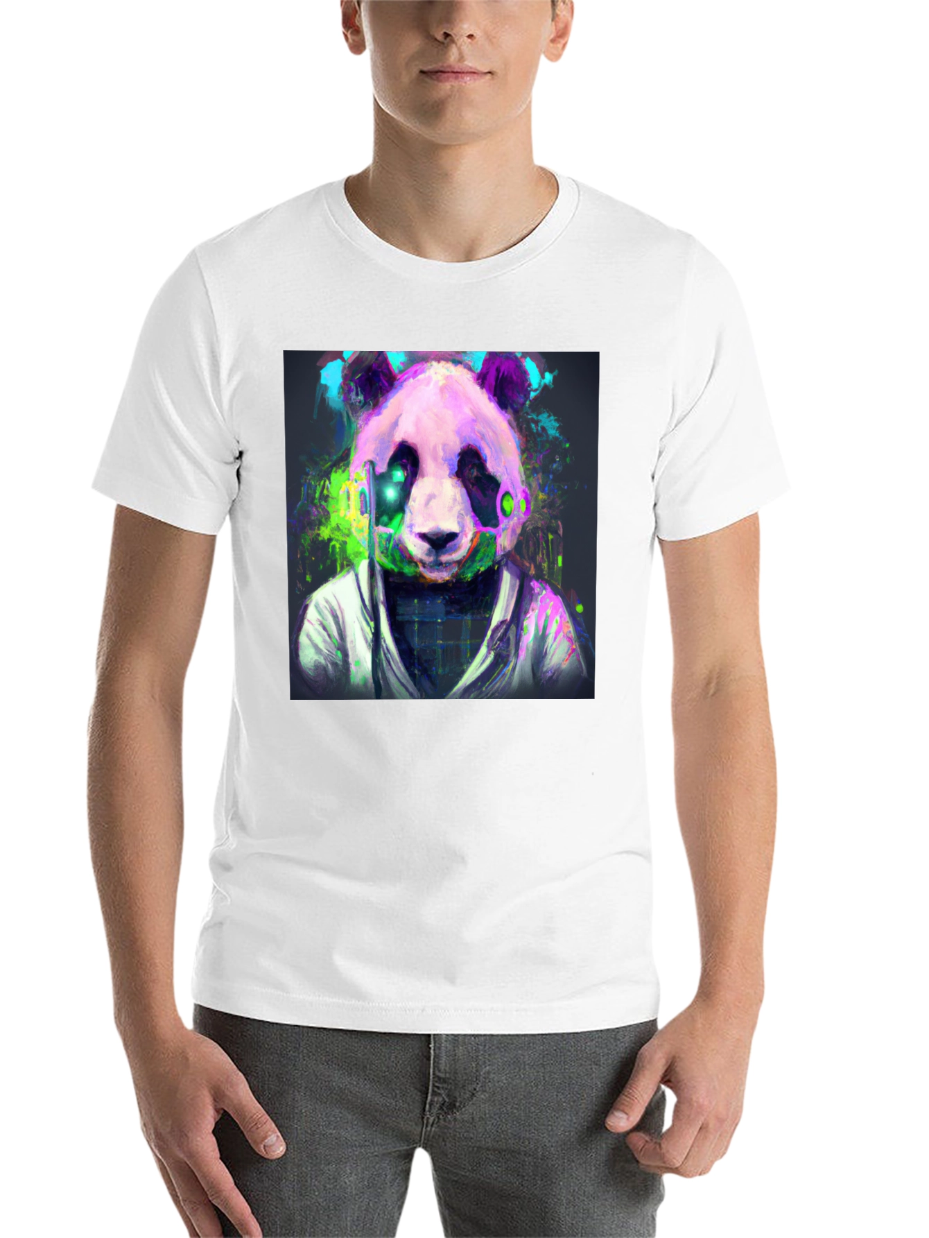 Black Cyber Panda Graphic Tee - Modern Style view 14