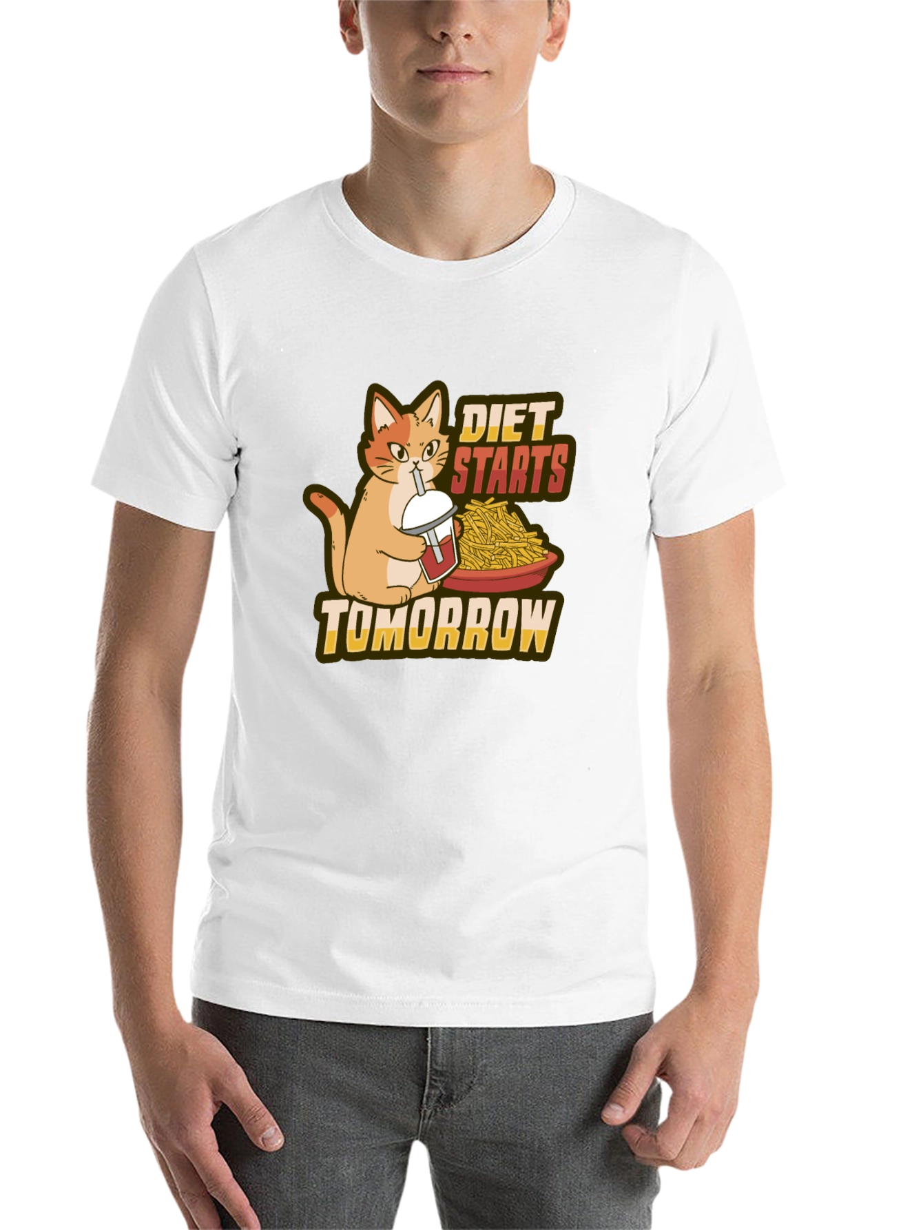 Black Diet Starts Tomorrow Funny Cat T-Shirt view 14