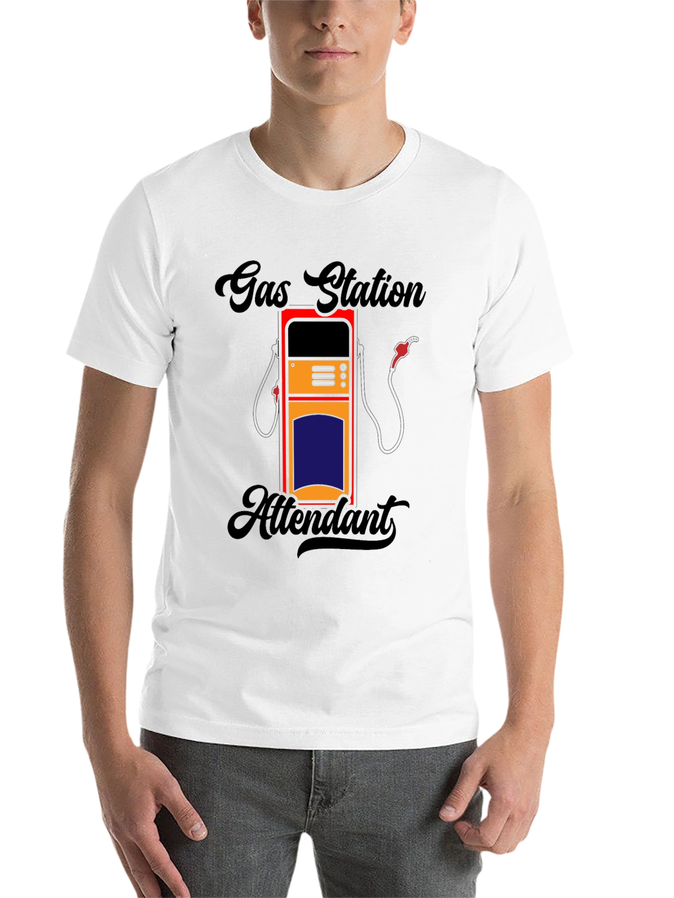 Black Gas Station Attendant Graphic Tee - Black Cotton Comfort view 14