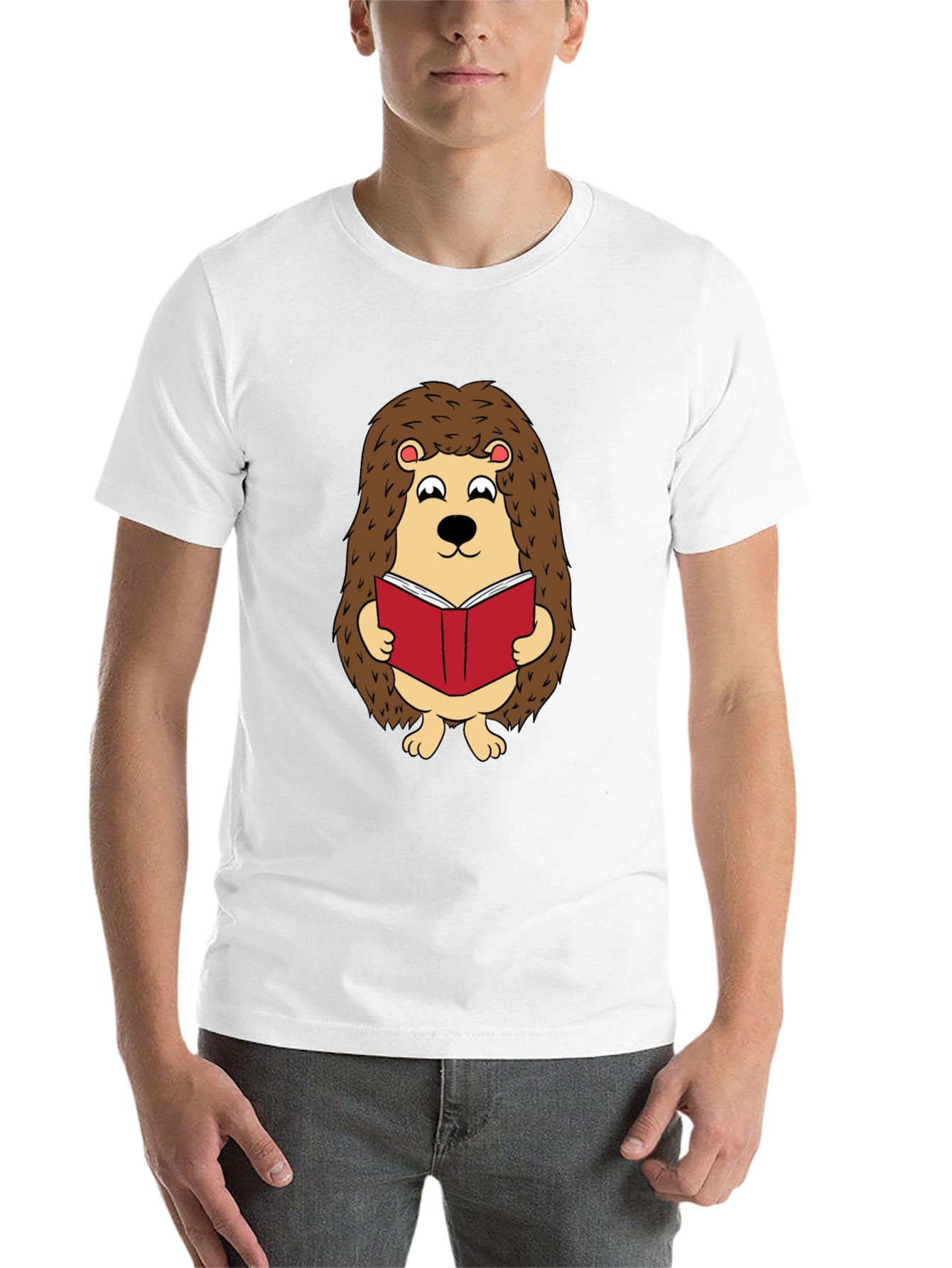 Black Cute Hedgehog Reading Book Graphic T-Shirt view 14