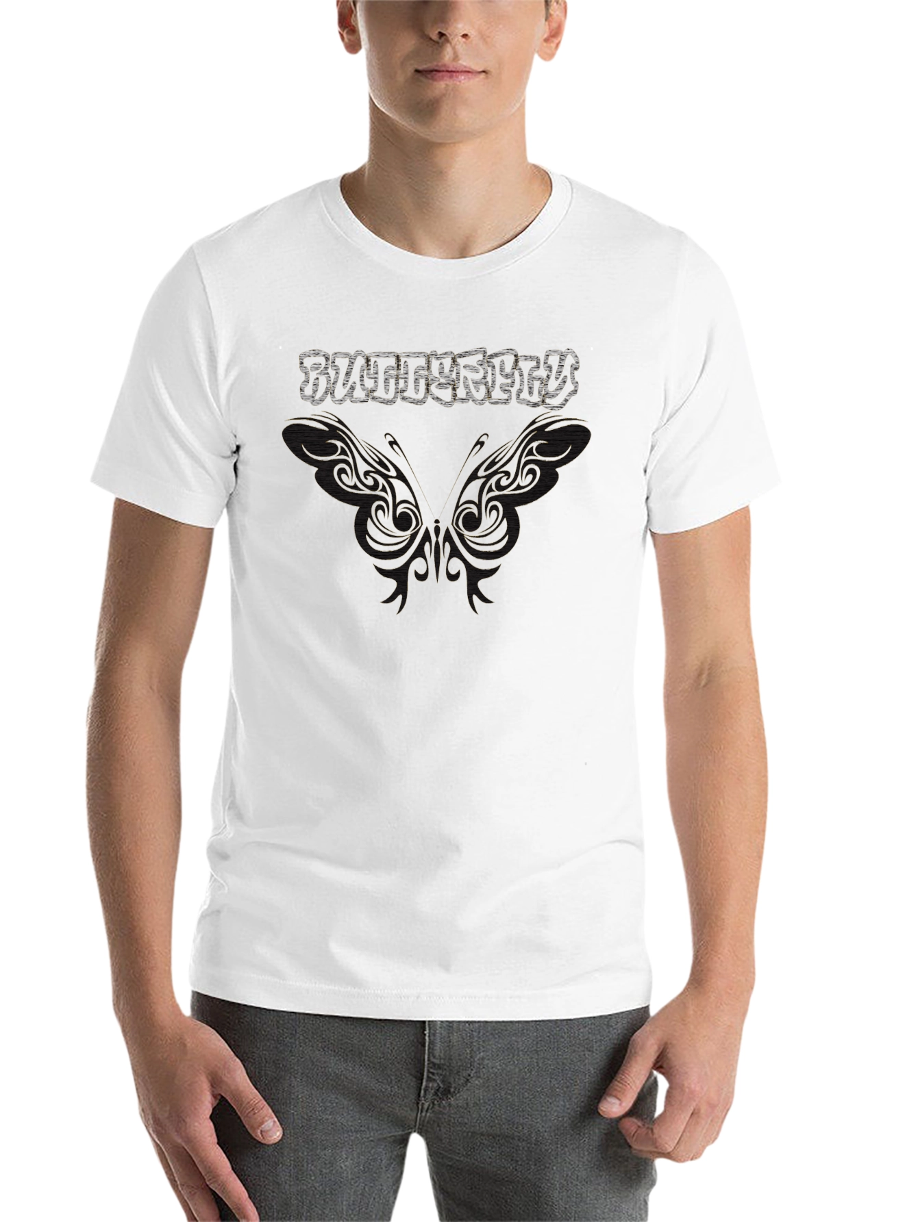 Black Butterfly Graphic Print T-Shirt - Black view 14