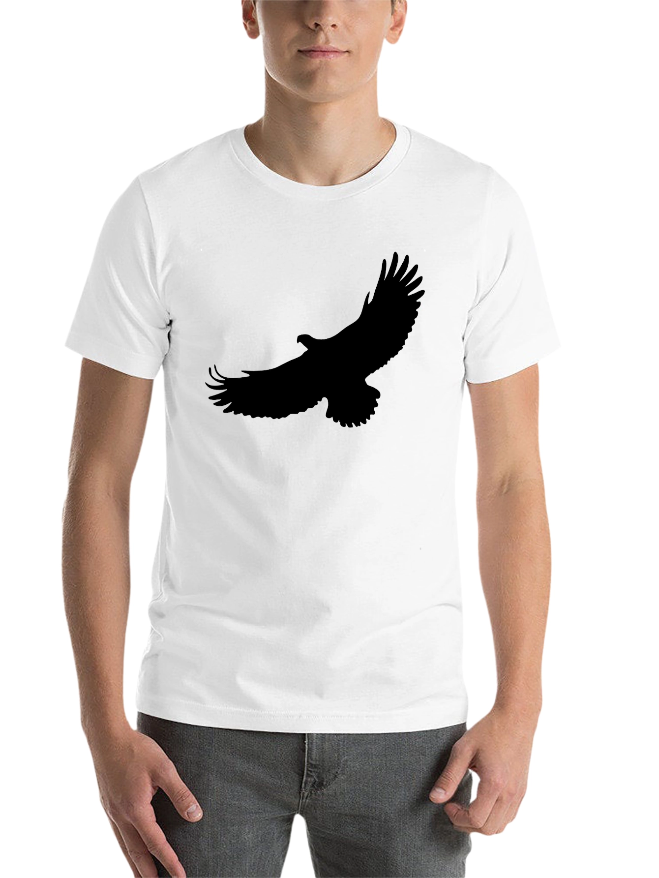 Black T-Shirt with Eagle Silhouette - 14