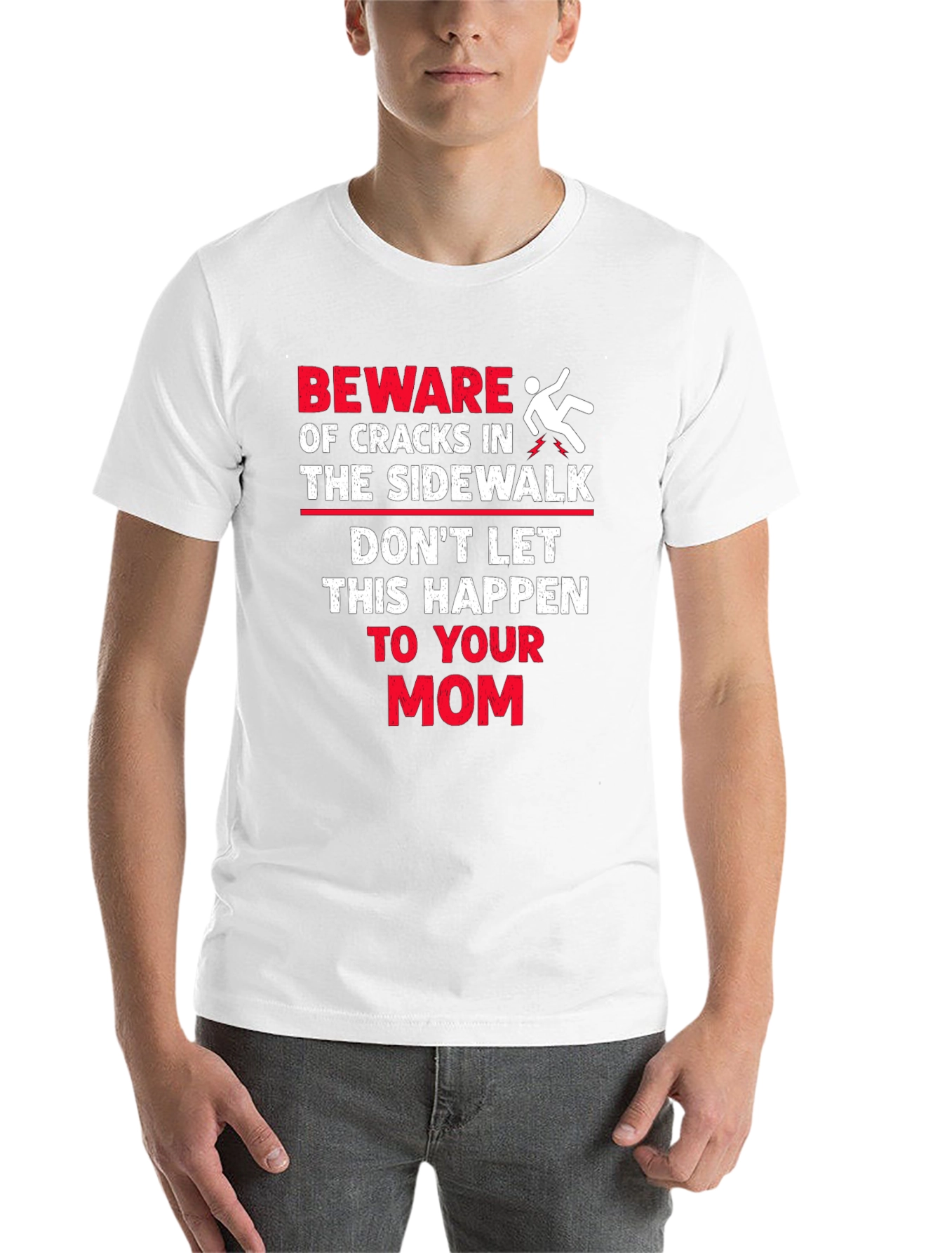 Black Beware Cracks Sidewalk Funny Mom Graphic Tee view 14