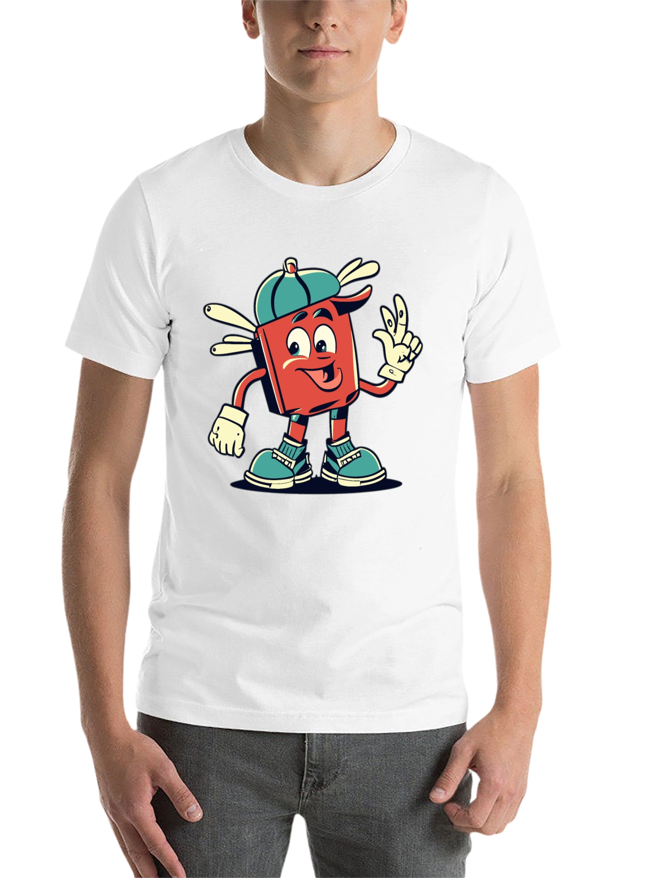 Black Retro Cartoon Graphic Tee - Cool Character Design view 14