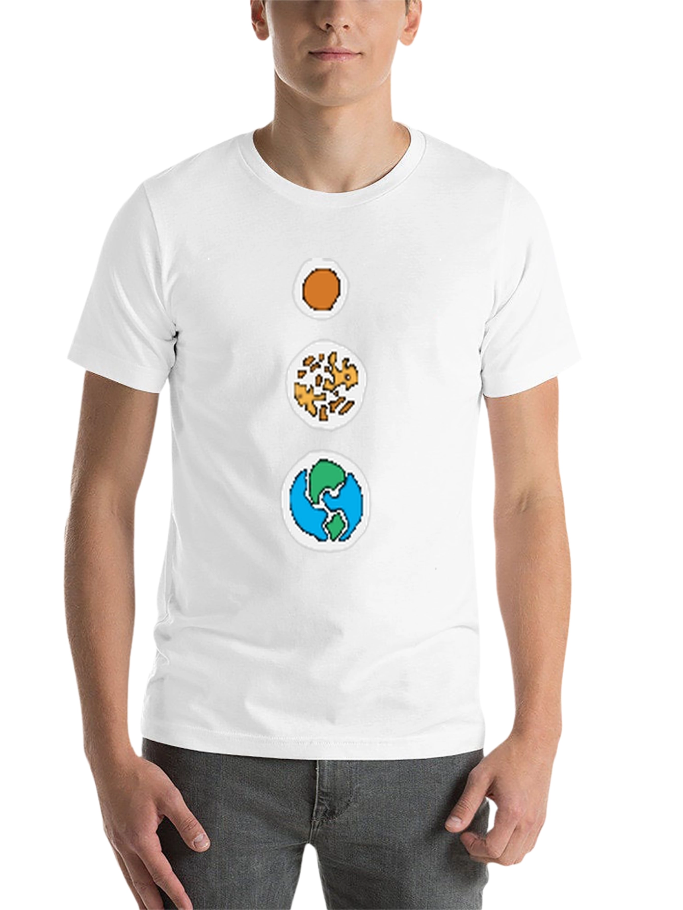 Black Pixel Solar System Graphic Tee - Retro Style view 14