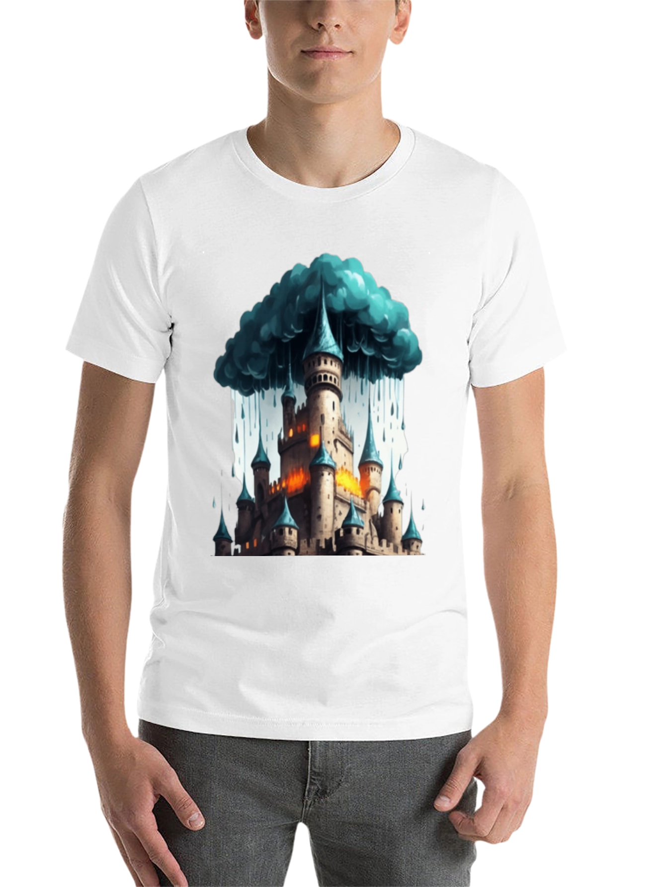 Black Fantasy Castle Storm T-Shirt view 14
