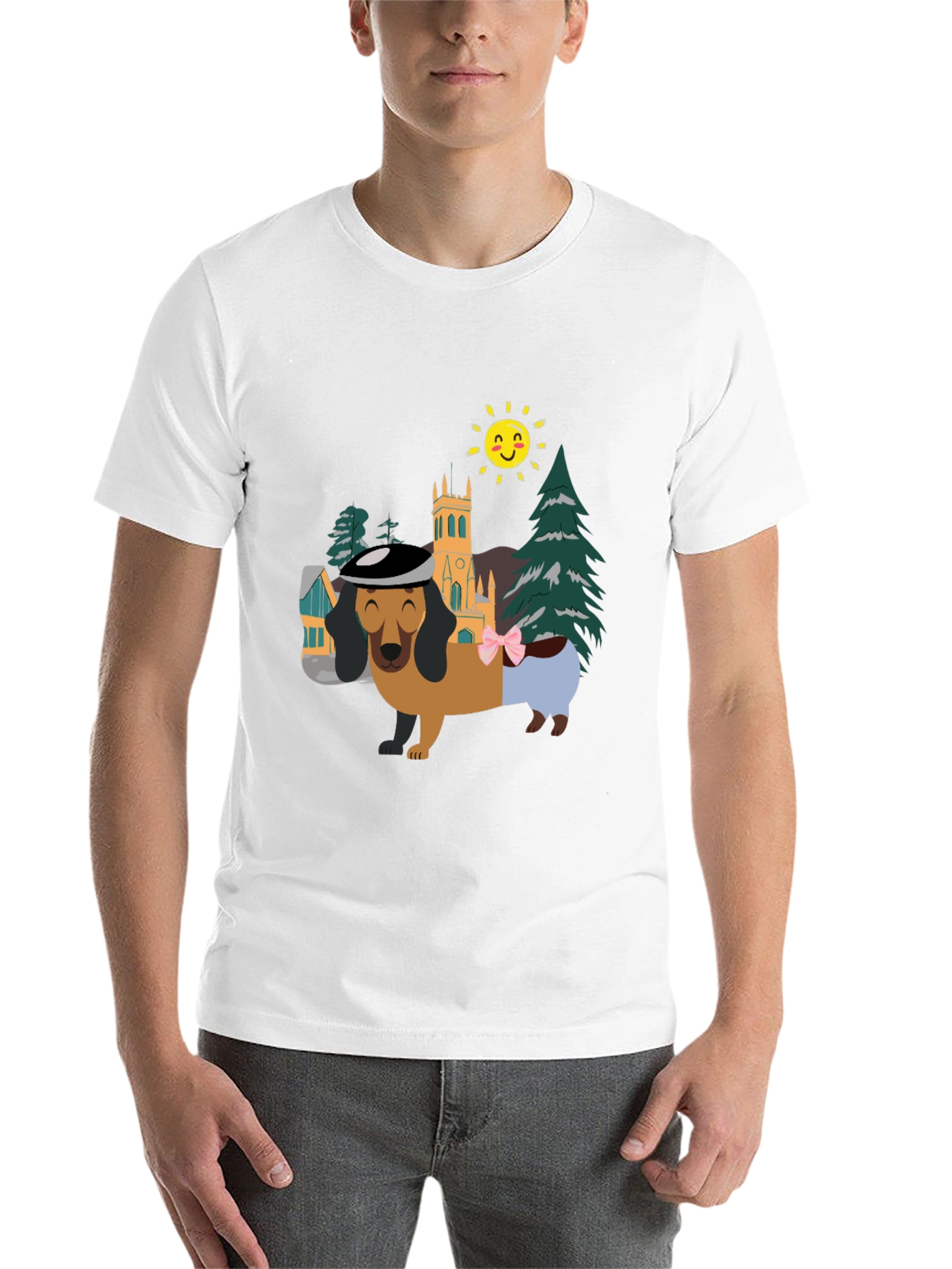 Black Dachshund Landscape Graphic Tee - Stylish & Fun! view 14