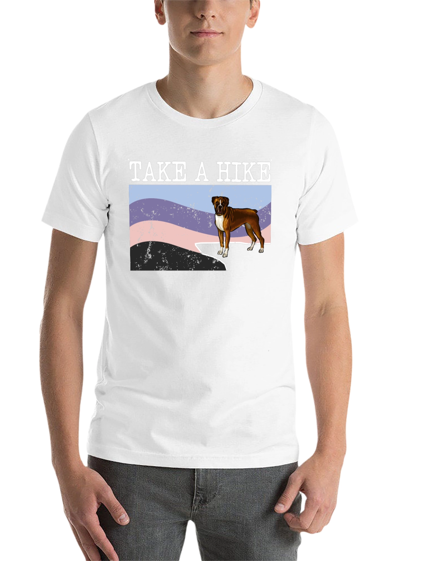 Black Take A Hike Boxer Dog T-Shirt view 14