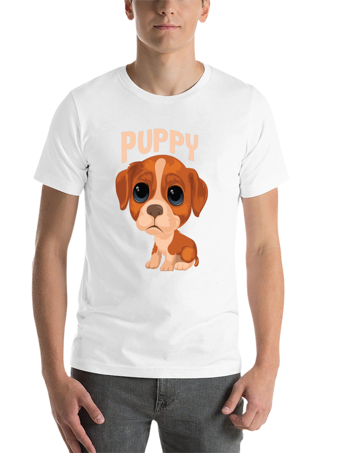 Black Cute Puppy Graphic Black T-Shirt view 14