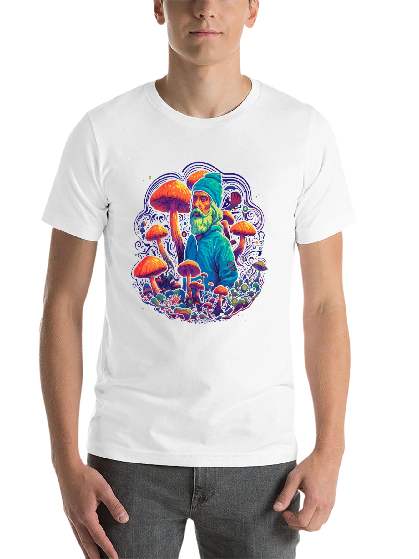 Black Wizard Mushroom Graphic Tee - Psychedelic Design view 14