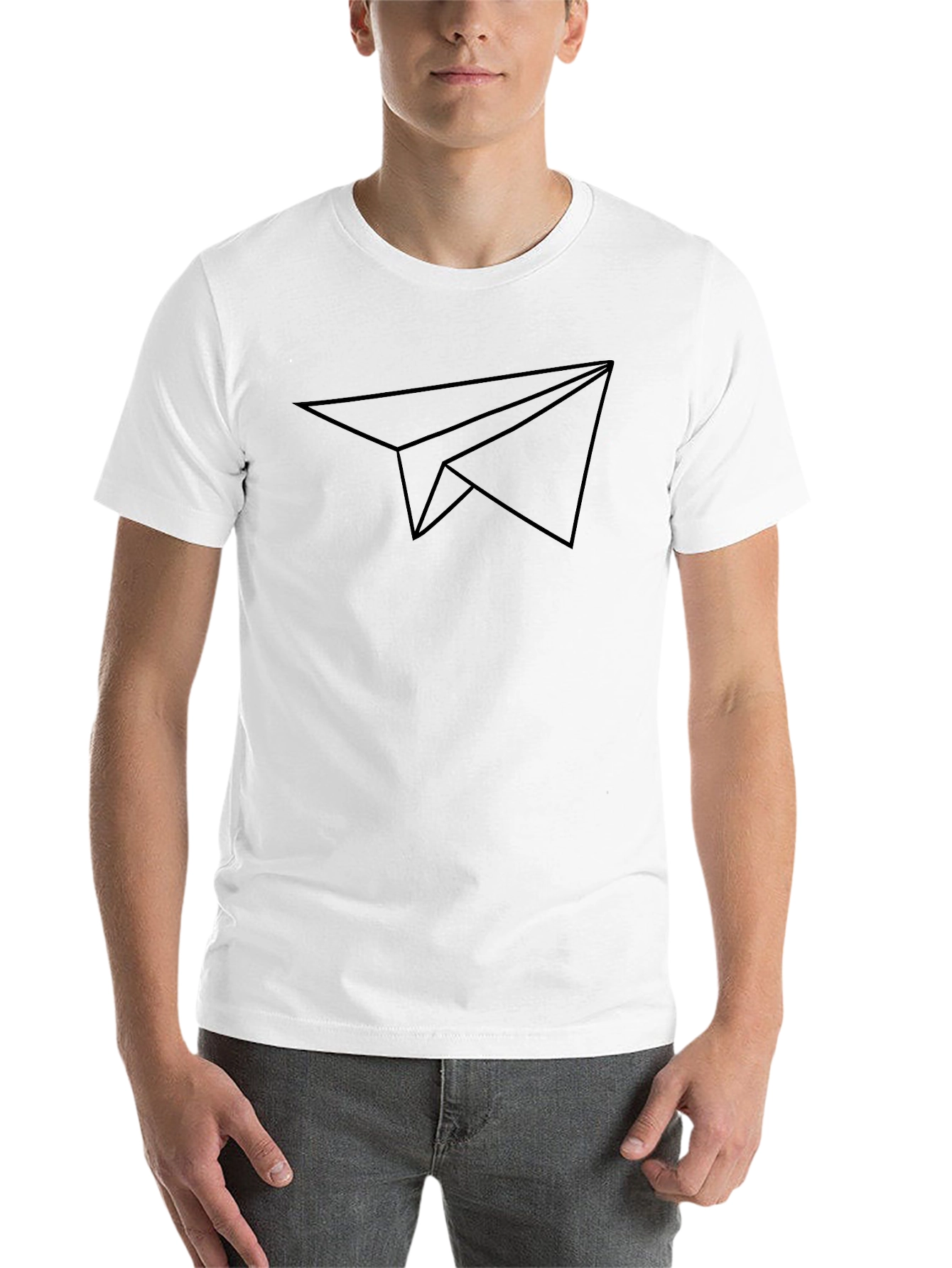 Black Men's Black Paper Airplane Graphic Tee - Stylish Casual Top view 14