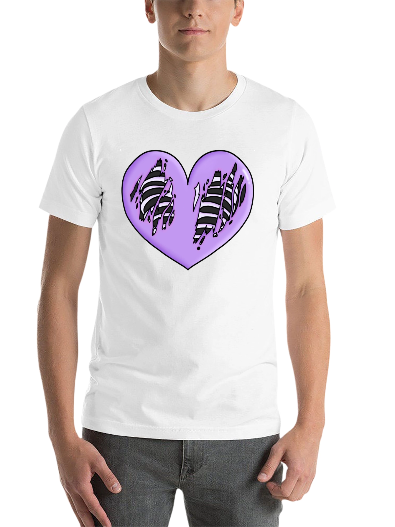 Black Ripped Heart Graphic Black T-Shirt view 14