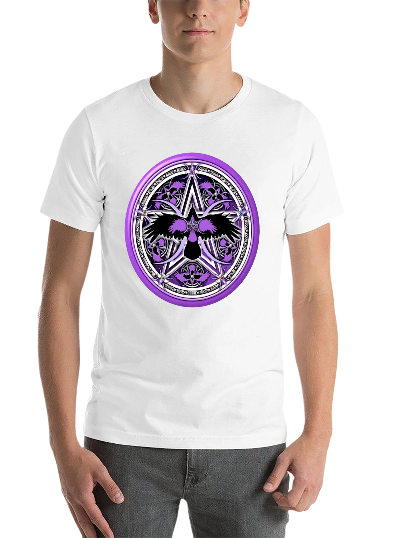 Black Raven Pentagram Graphic Tee - Black view 14