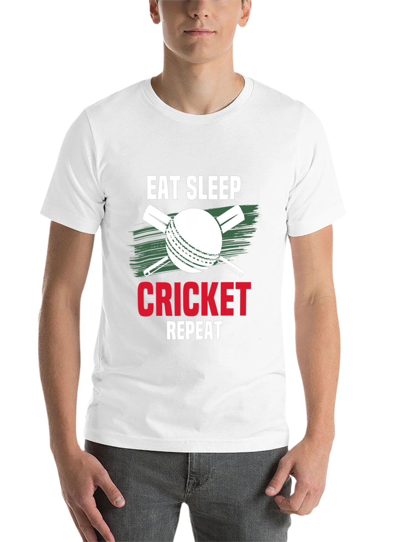 Black Eat Sleep Cricket Repeat Graphic Tee view 14