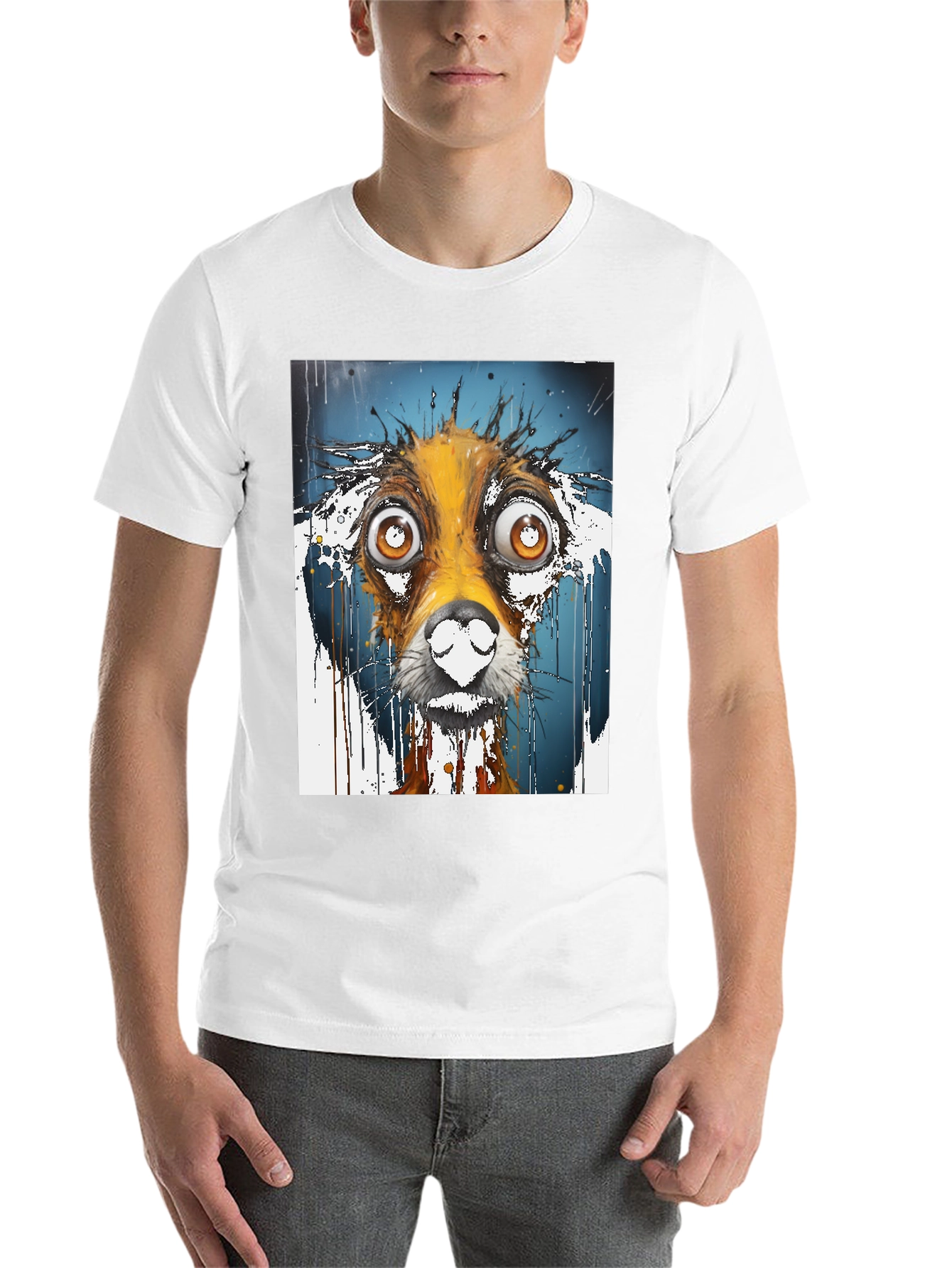 Black Dog Art Graphic Tee - Unisex Black Cotton T-Shirt view 14