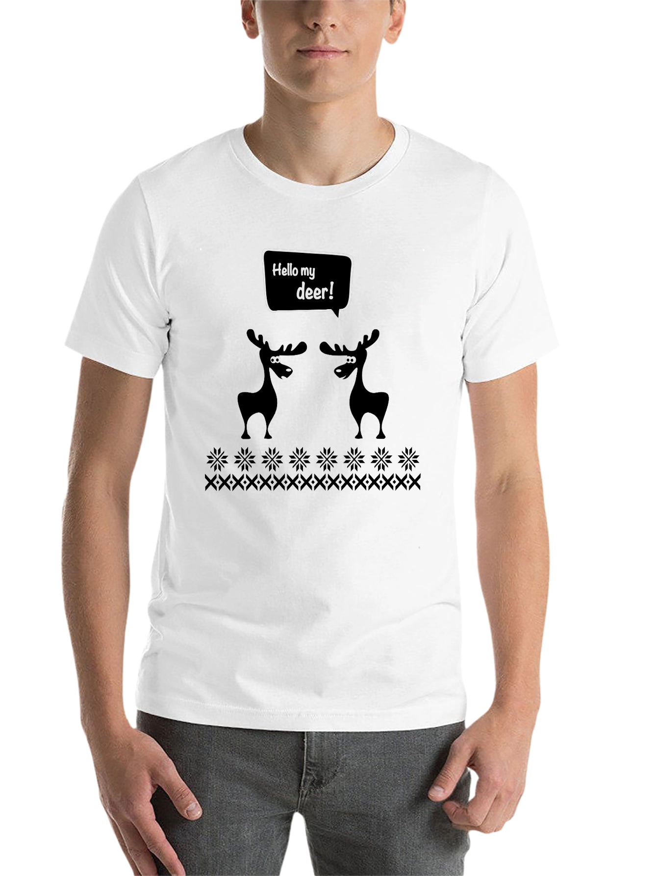 Black Hello My Deer Graphic Tee - Black Cotton T-Shirt view 14
