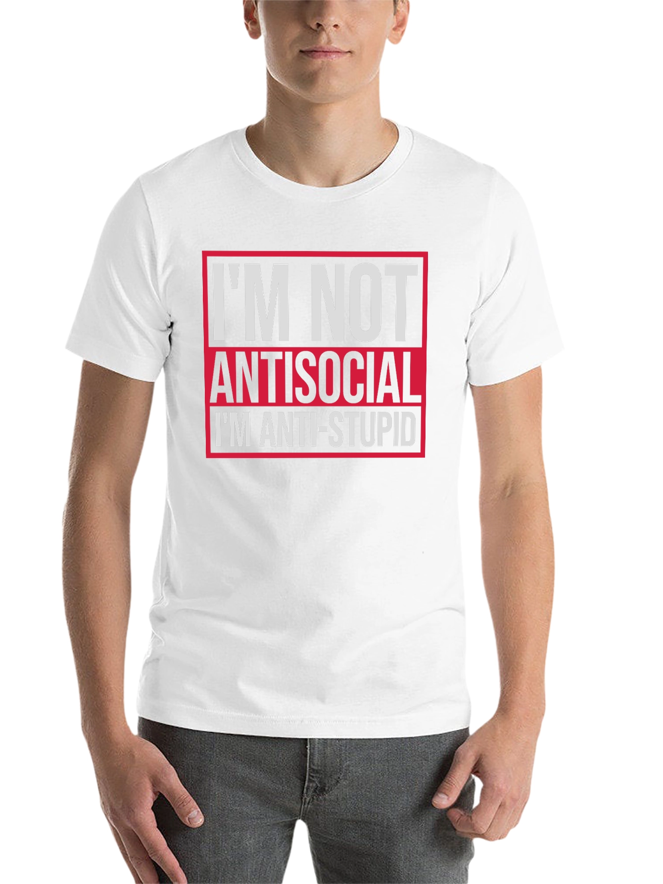 Black I'm Not Antisocial Anti-Stupid Graphic Tee view 14