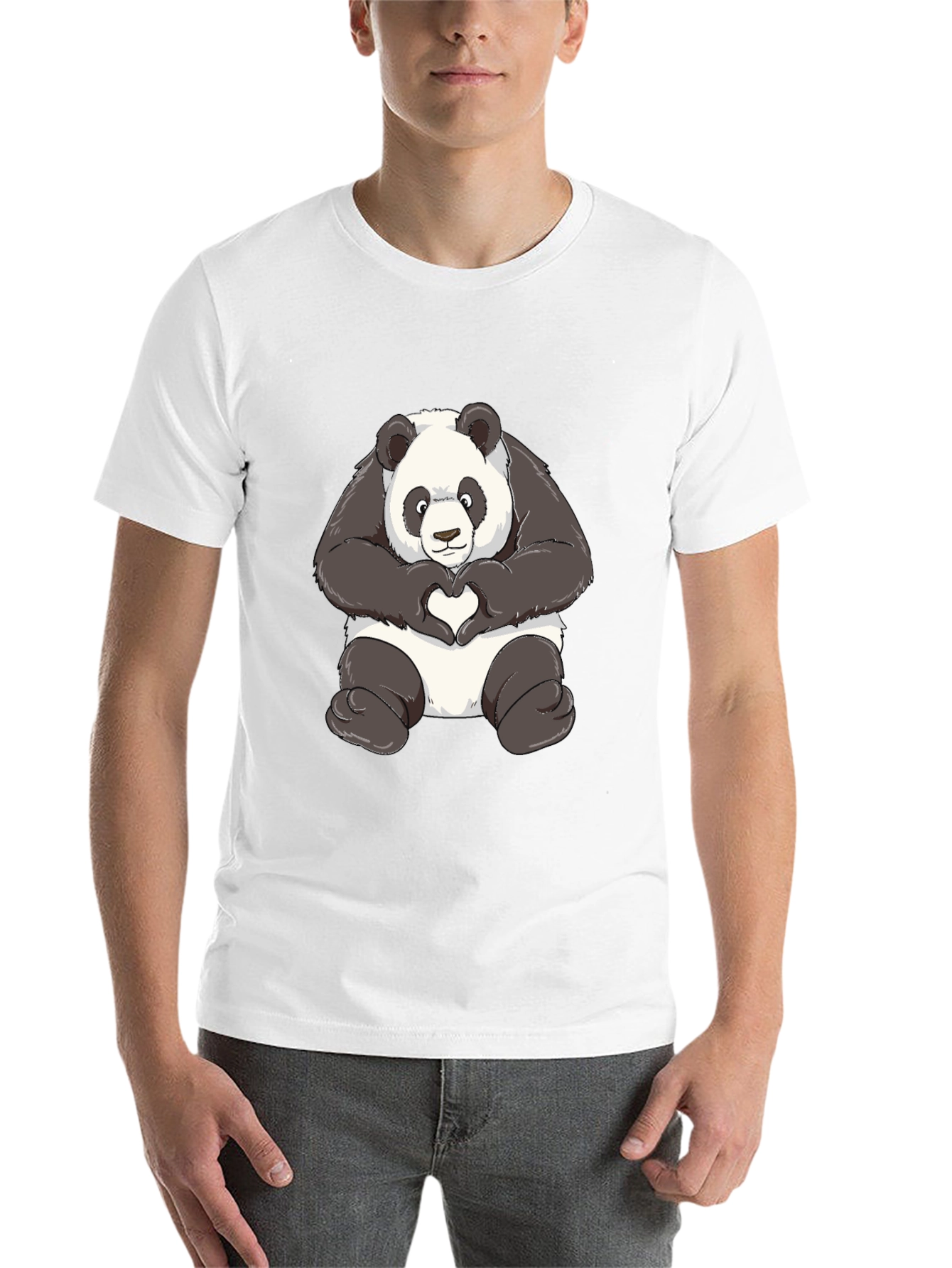 Black Panda Heart Hands Graphic T-Shirt - Black view 14