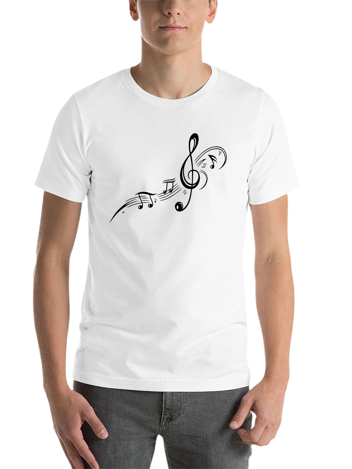 Black Musical Note Graphic Tee - Black Cotton Blend view 14