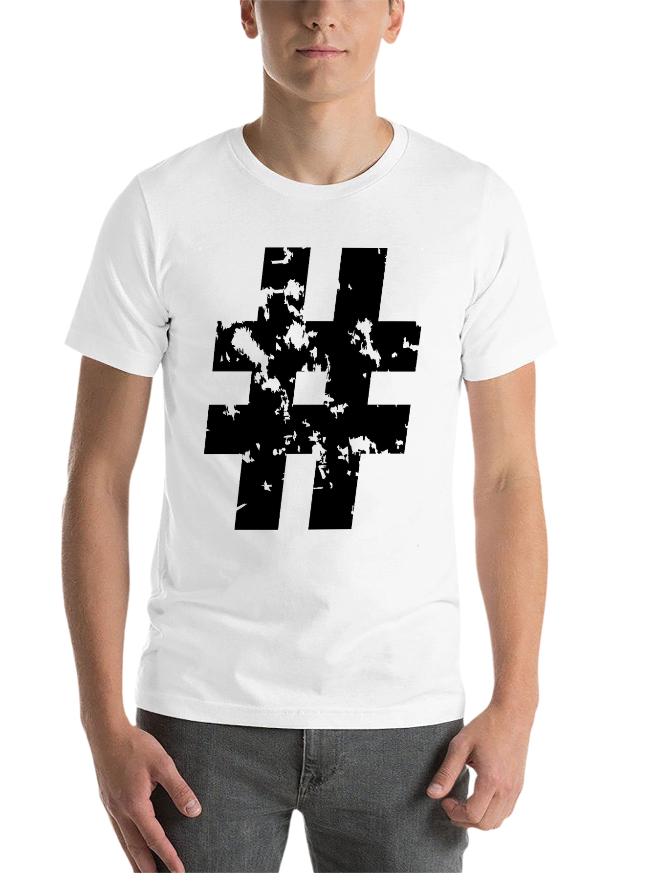 Black Distressed Hashtag Graphic Tee - Black Casual Shirt view 14
