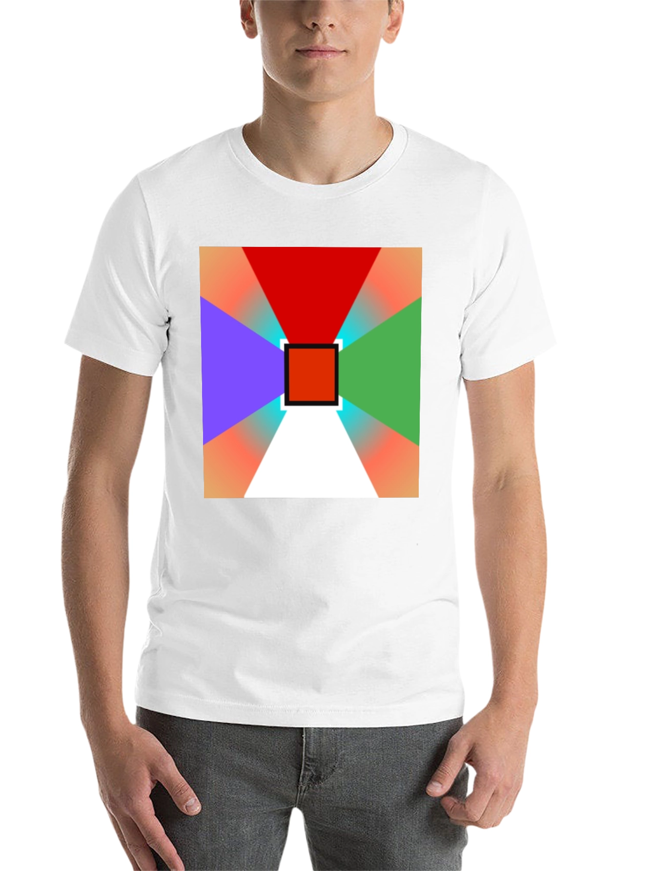 Black Geometric Prism T-Shirt: Vivid Colors, Modern Design view 14