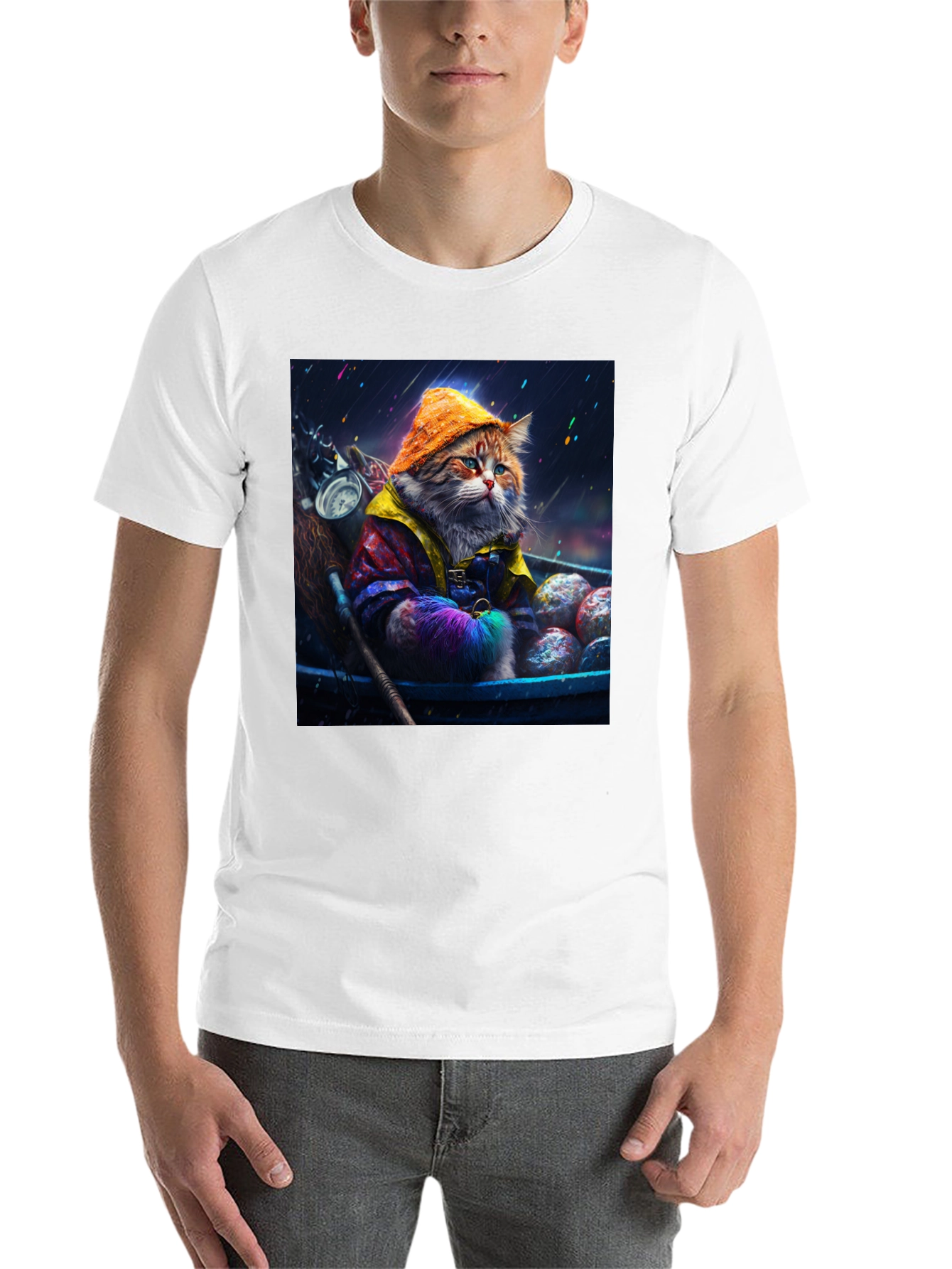 Black Cat in Raincoat Graphic Tee view 14