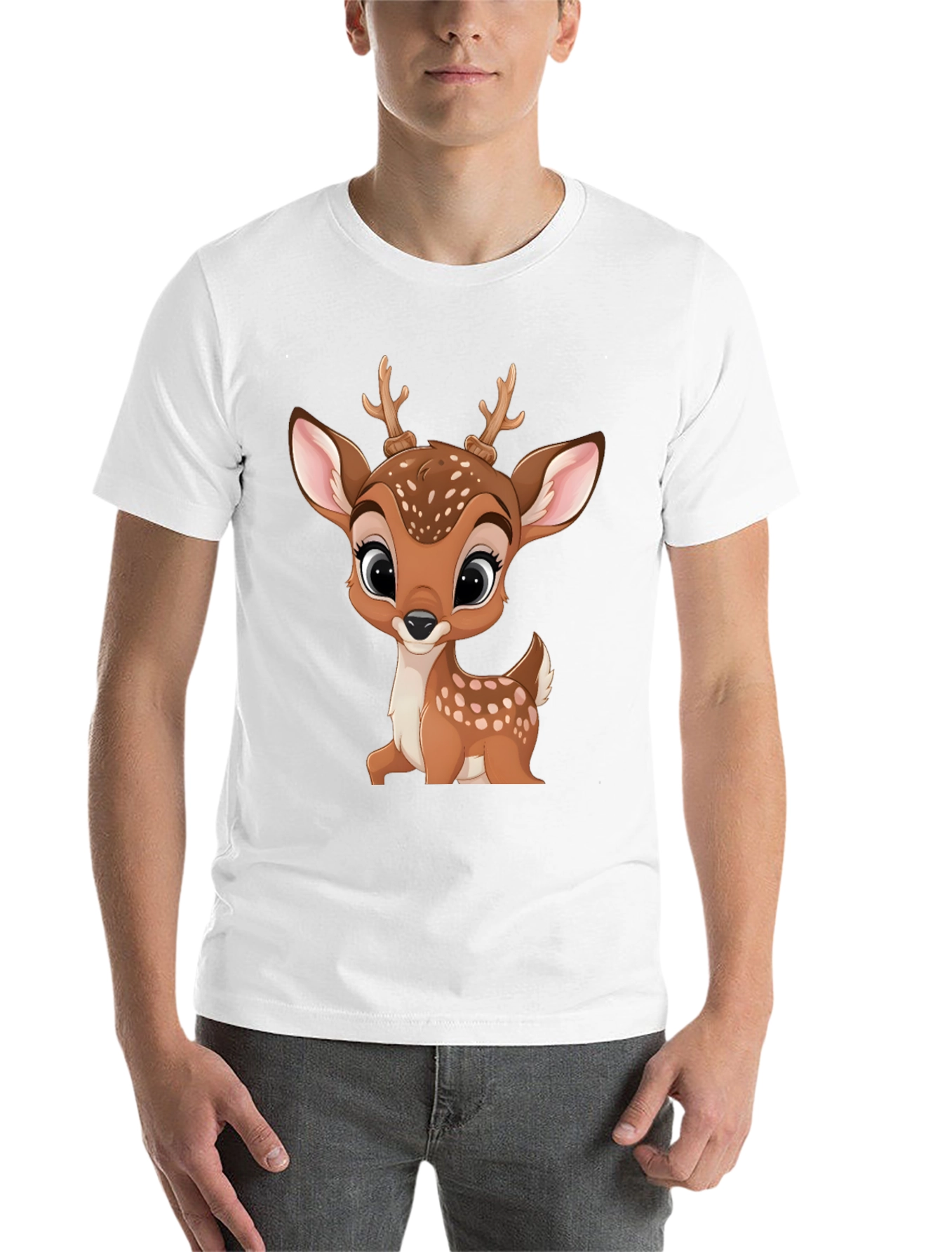 Black Cute Cartoon Deer Graphic T-Shirt view 14