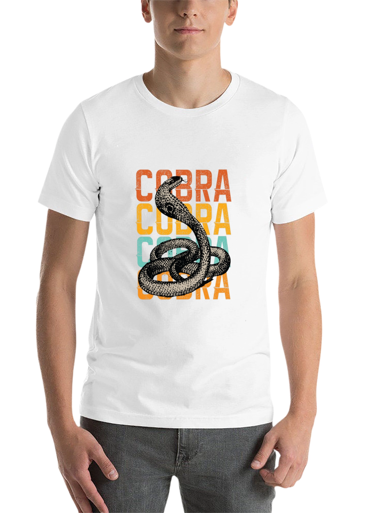 Black Retro Cobra Graphic Tee - Vintage Style Snake T-Shirt view 14
