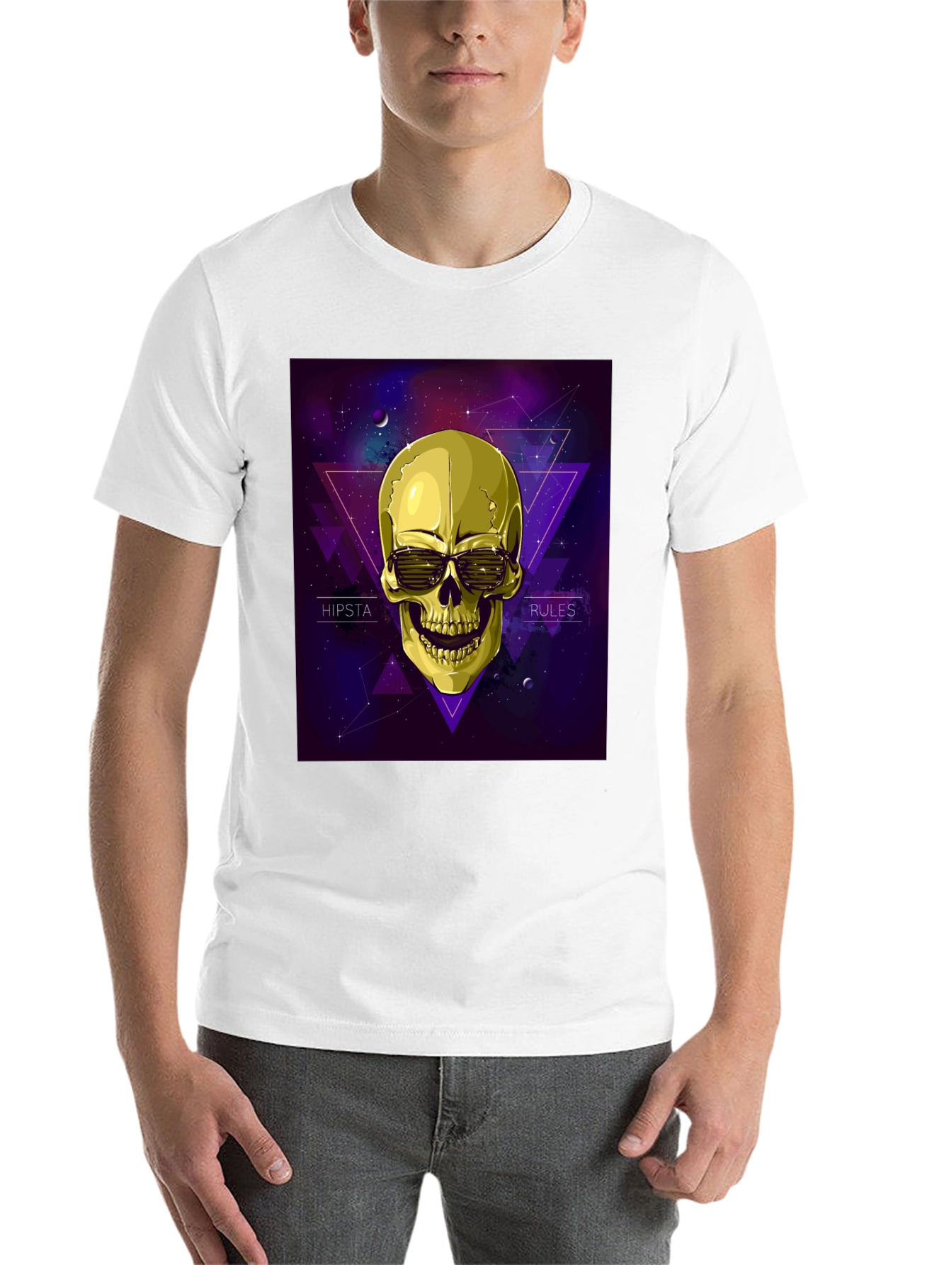 Black Hipster Skull Graphic Tee - Black view 14