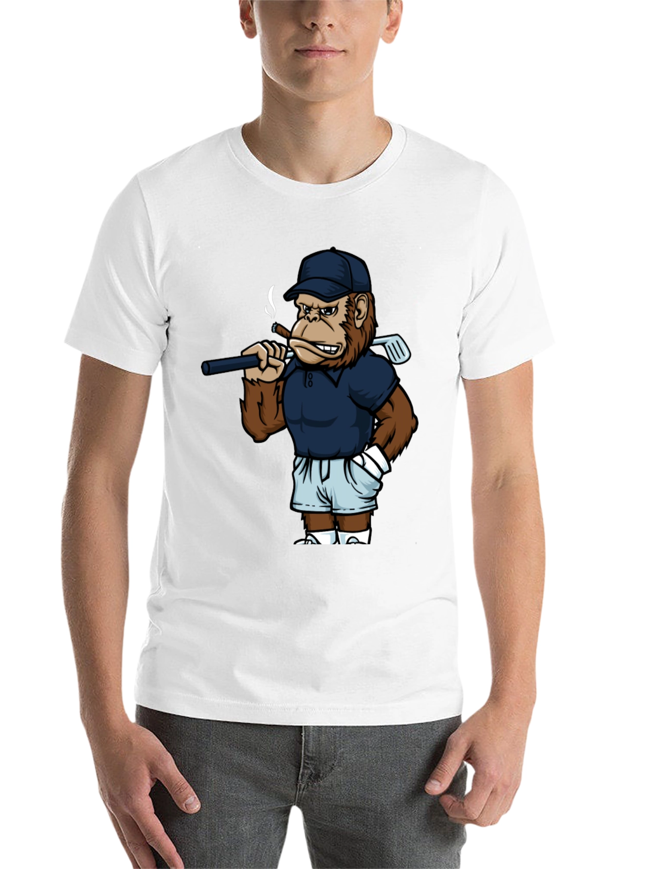 Black Cool Monkey Golfer Graphic Tee - Black view 14