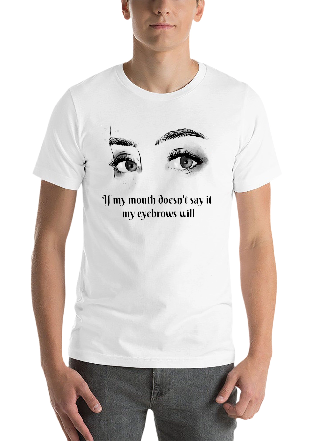 Black Eyebrow Statement Graphic Tee - Unisex Fashion view 14