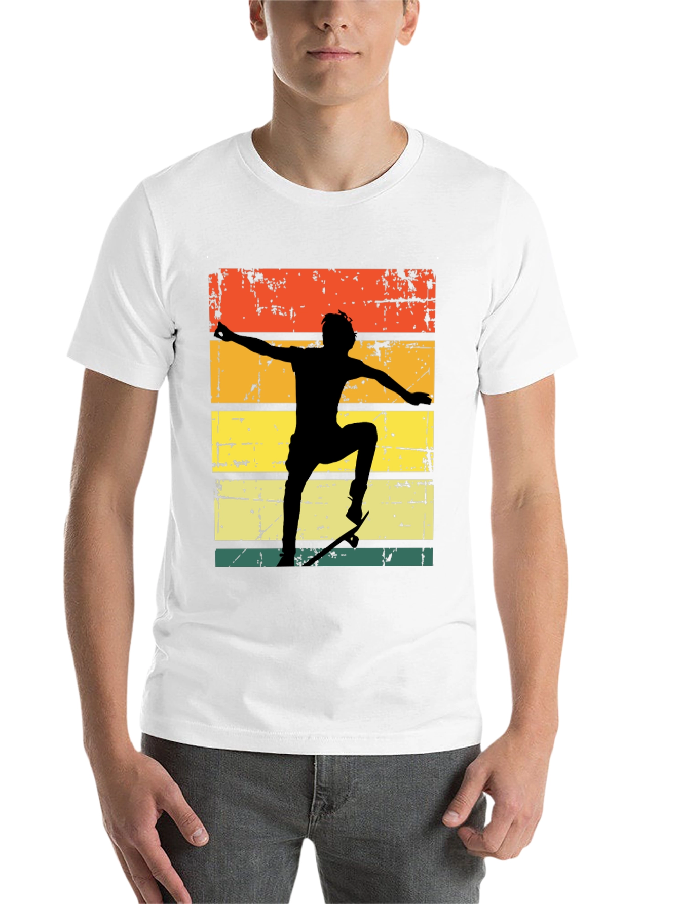Black Retro Skateboarder Graphic T-Shirt view 14