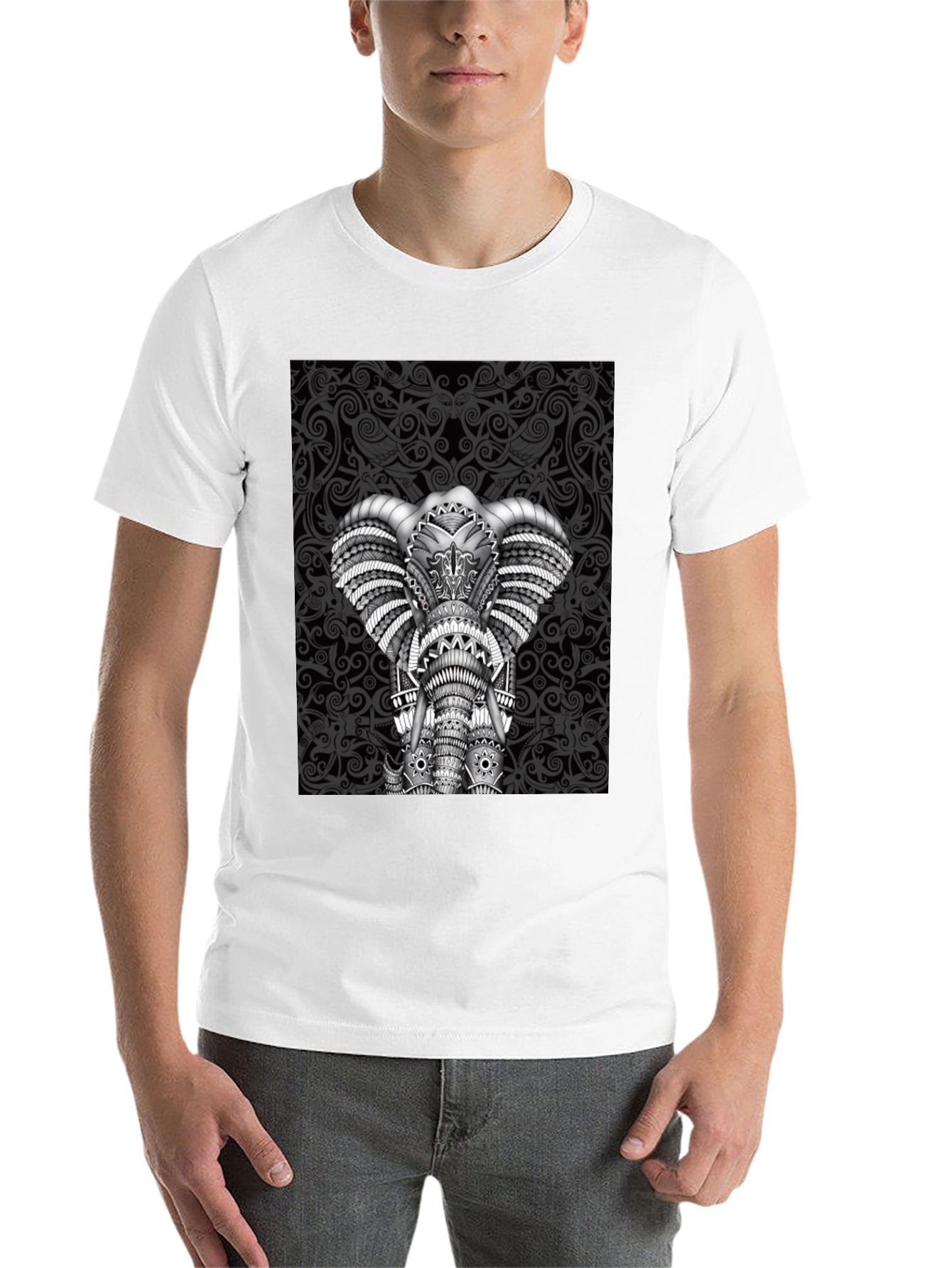 Black Elephant Graphic Tee - Black Crew Neck Shirt view 14