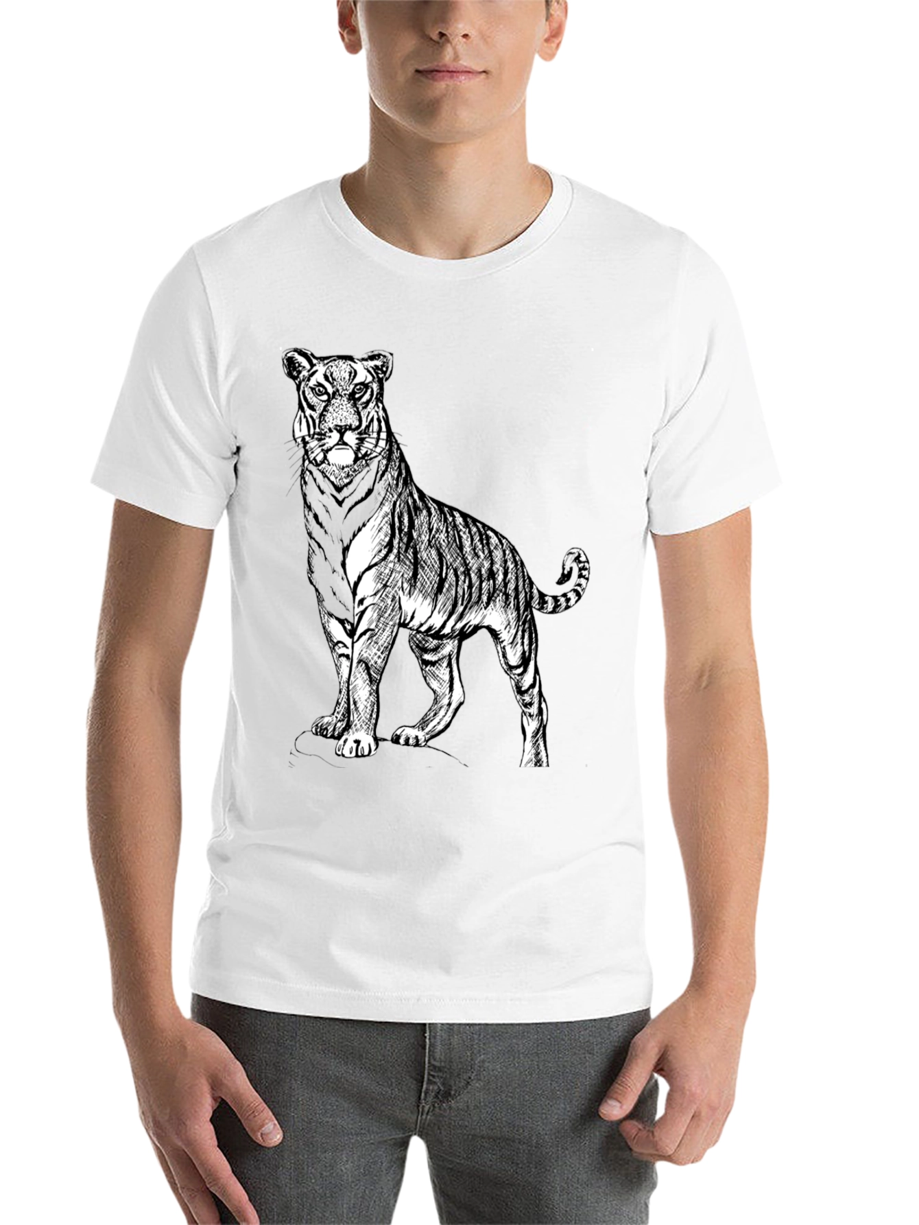 Black Bold Tiger Graphic Tee - Black Cotton Blend Shirt view 14