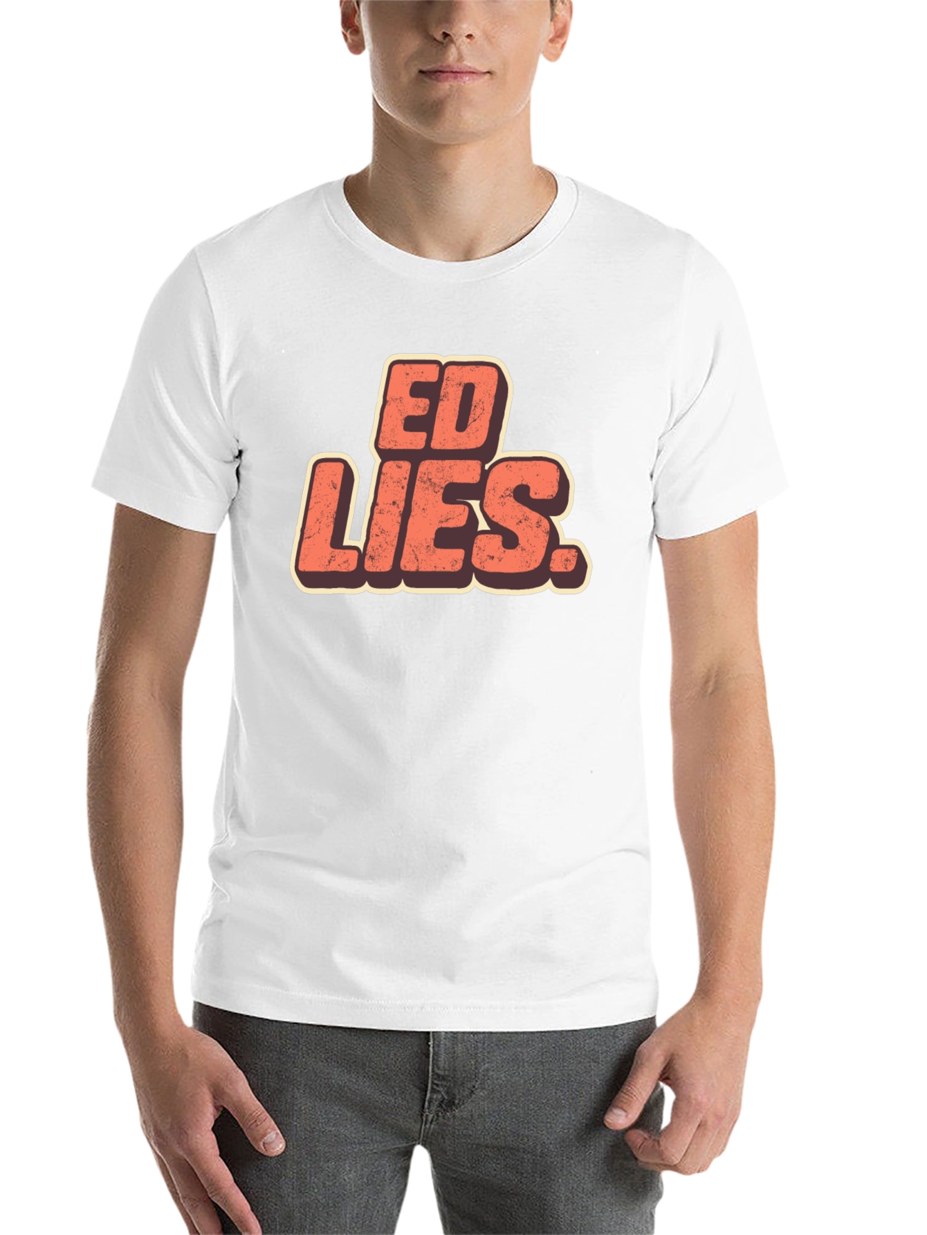 Black Ed Lies T-Shirt - Retro Design Black Tee view 14