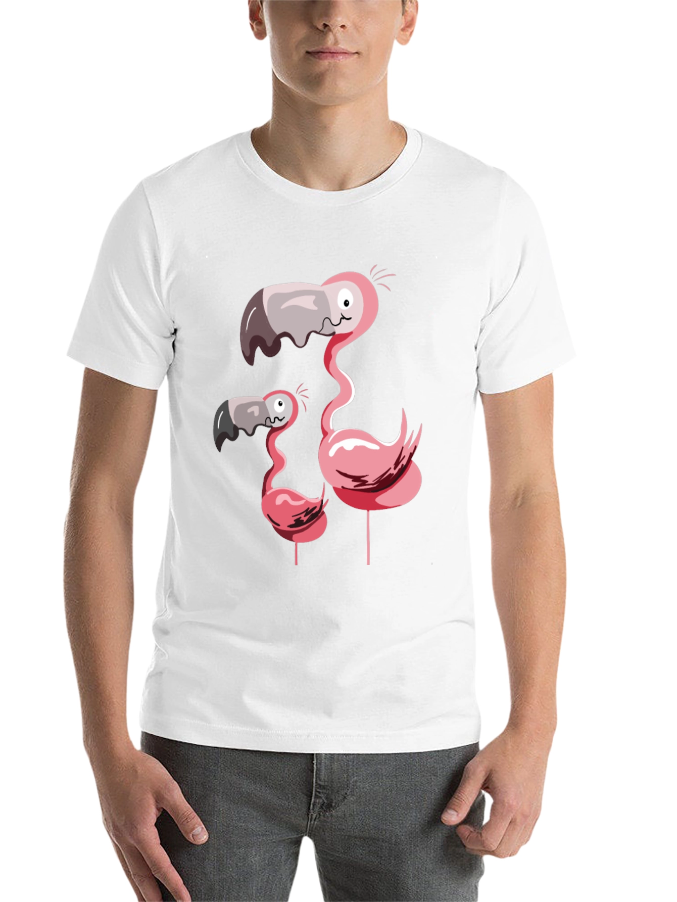 Black Funny Flamingo Family Graphic T-Shirt view 14