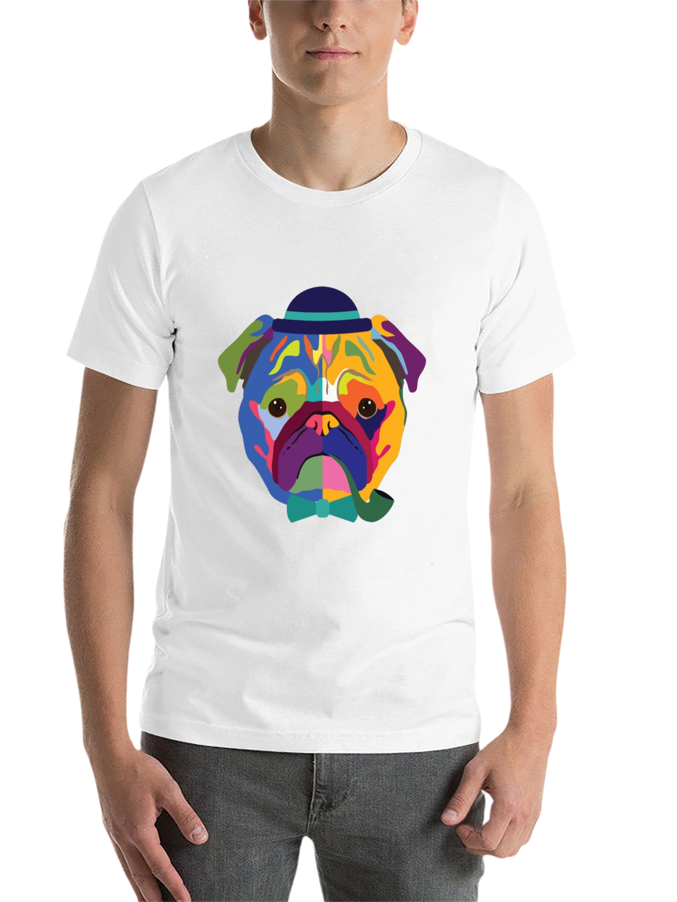 Black Colorful Dog Graphic Tee - Modern Art Style view 14