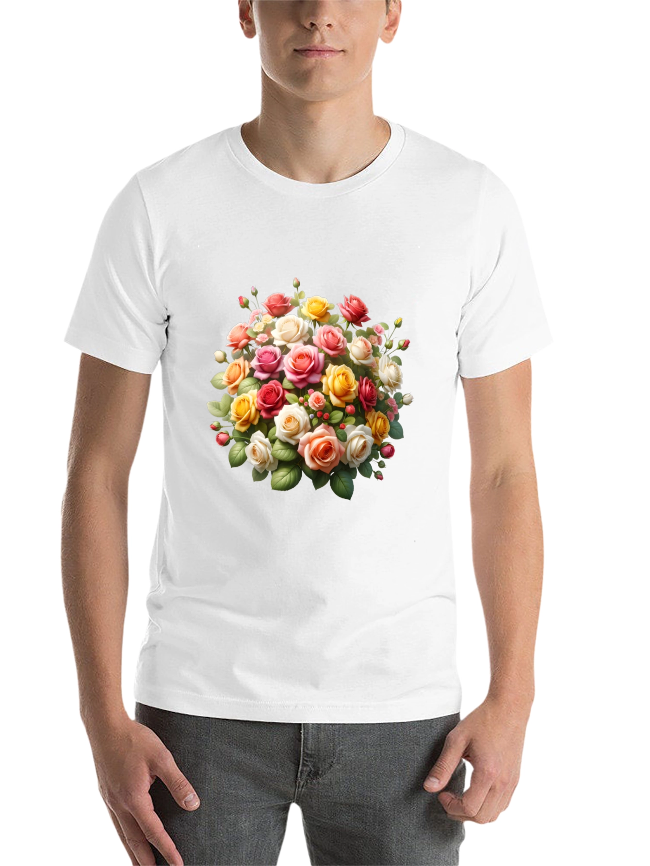 Black Floral Roses Graphic Black T-Shirt view 14
