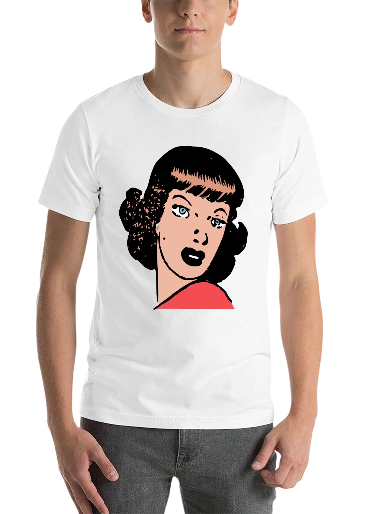 Black Retro Cartoon Woman Graphic T-Shirt view 14