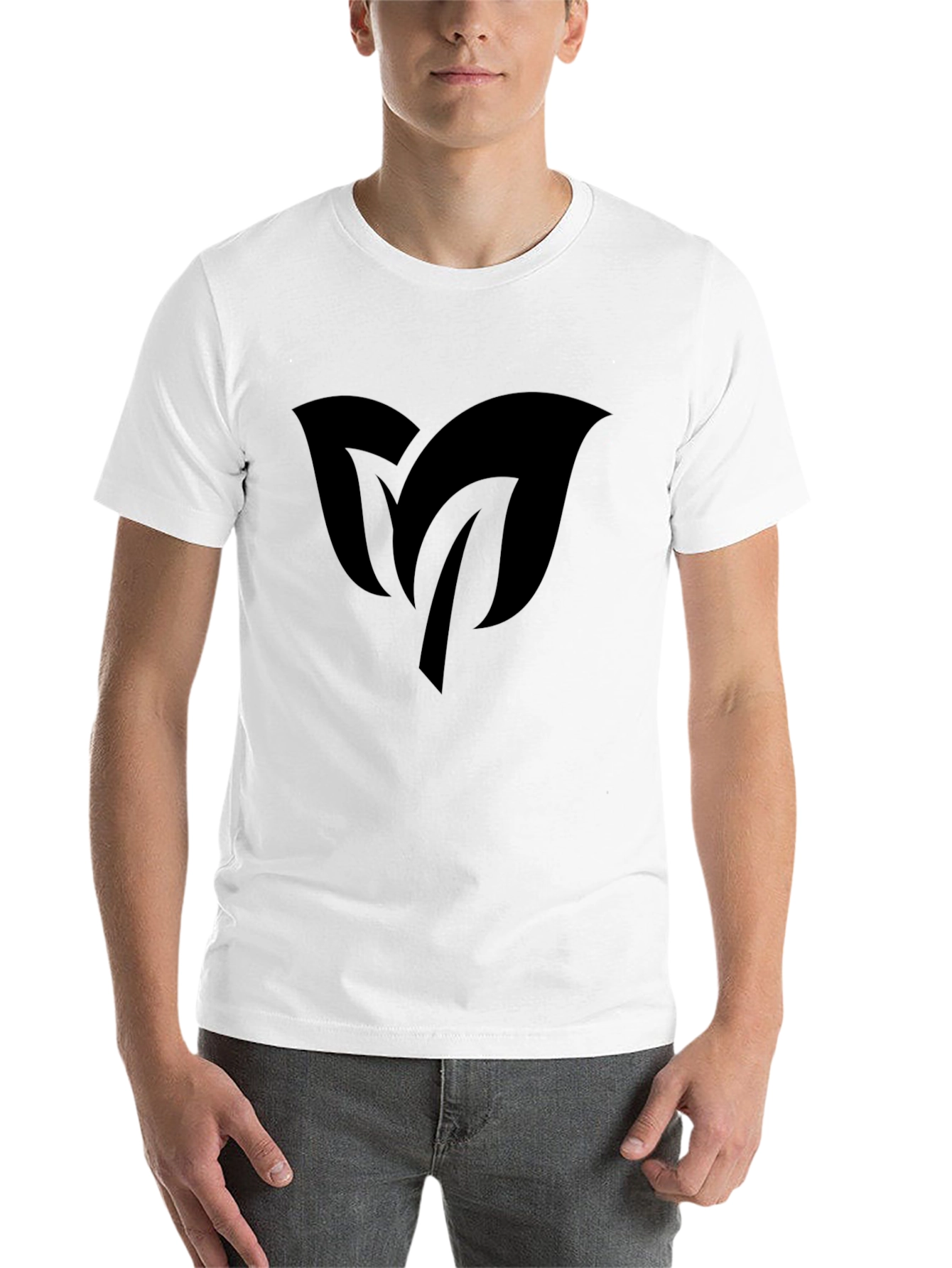 Black Men's Black T-Shirt with Leaf Design view 14