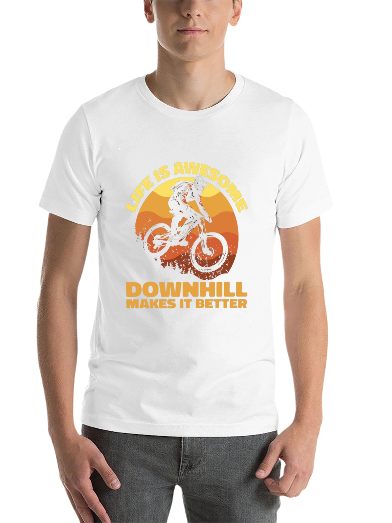 Black Life is Awesome Downhill Bike Graphic T-Shirt view 14