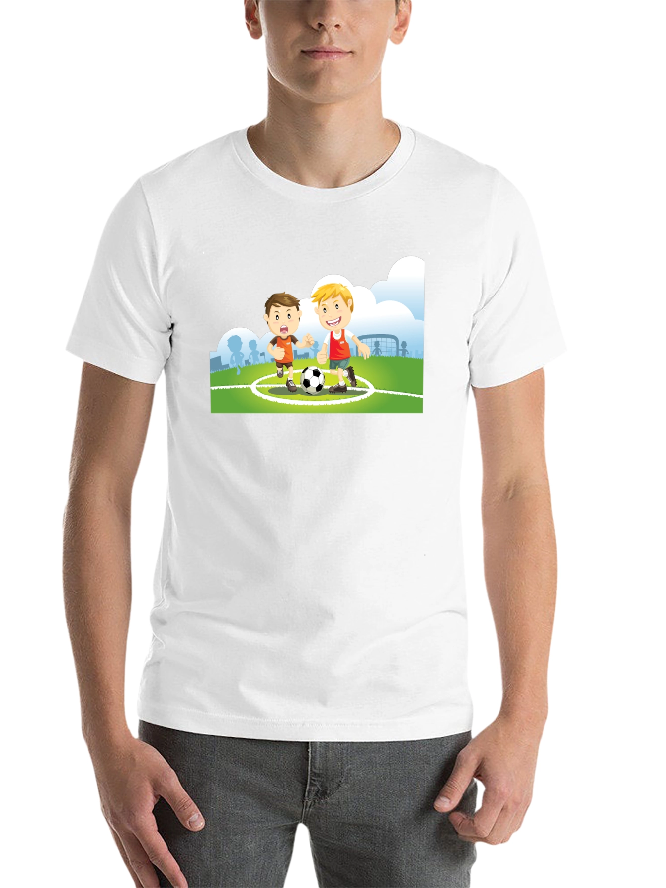 Black Cartoon Soccer Player Black T-Shirt view 14